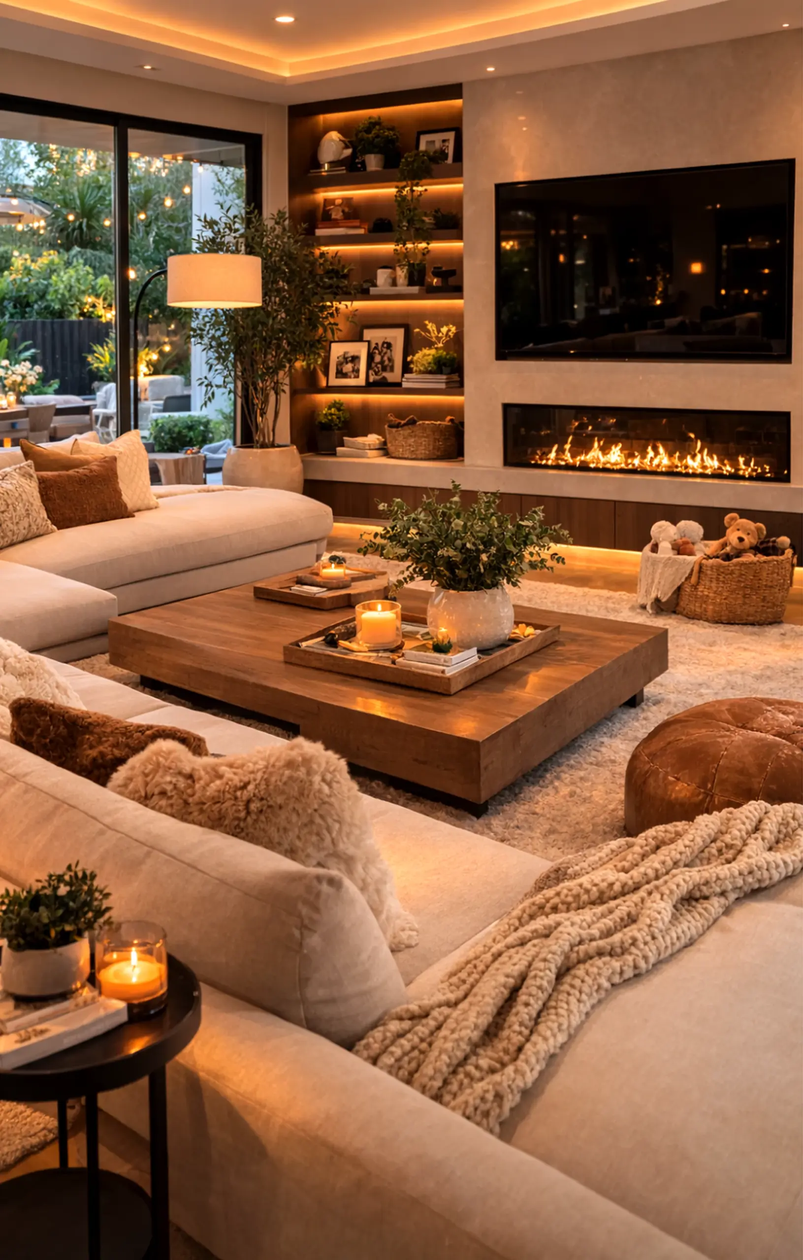 Leafy wooden deck anchors the table with contrast, giving the view a mood that feels soft at the edges.
