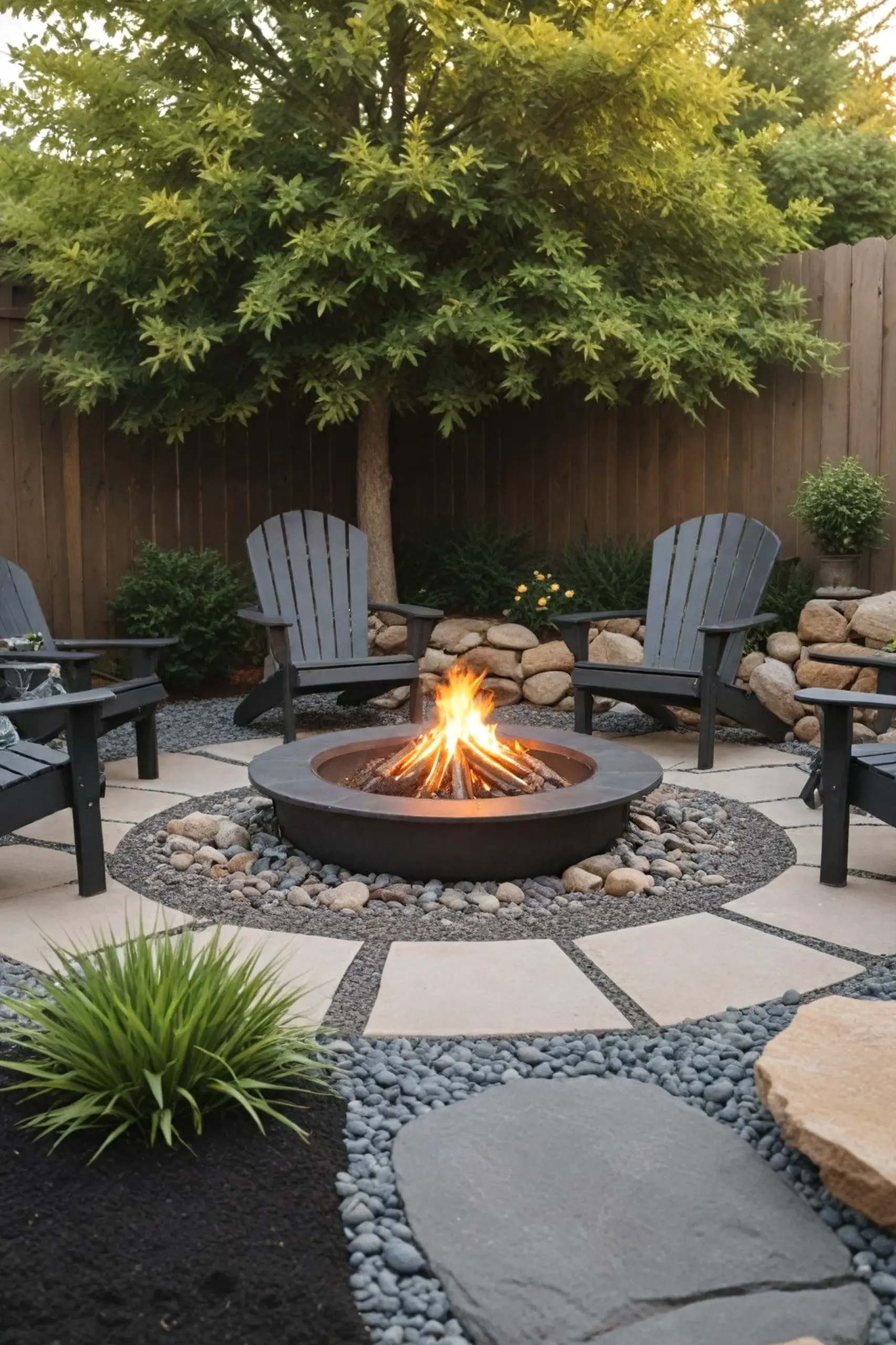 Refined stone terrace gives the composition more comfort, so the whole view feels quietly finished.