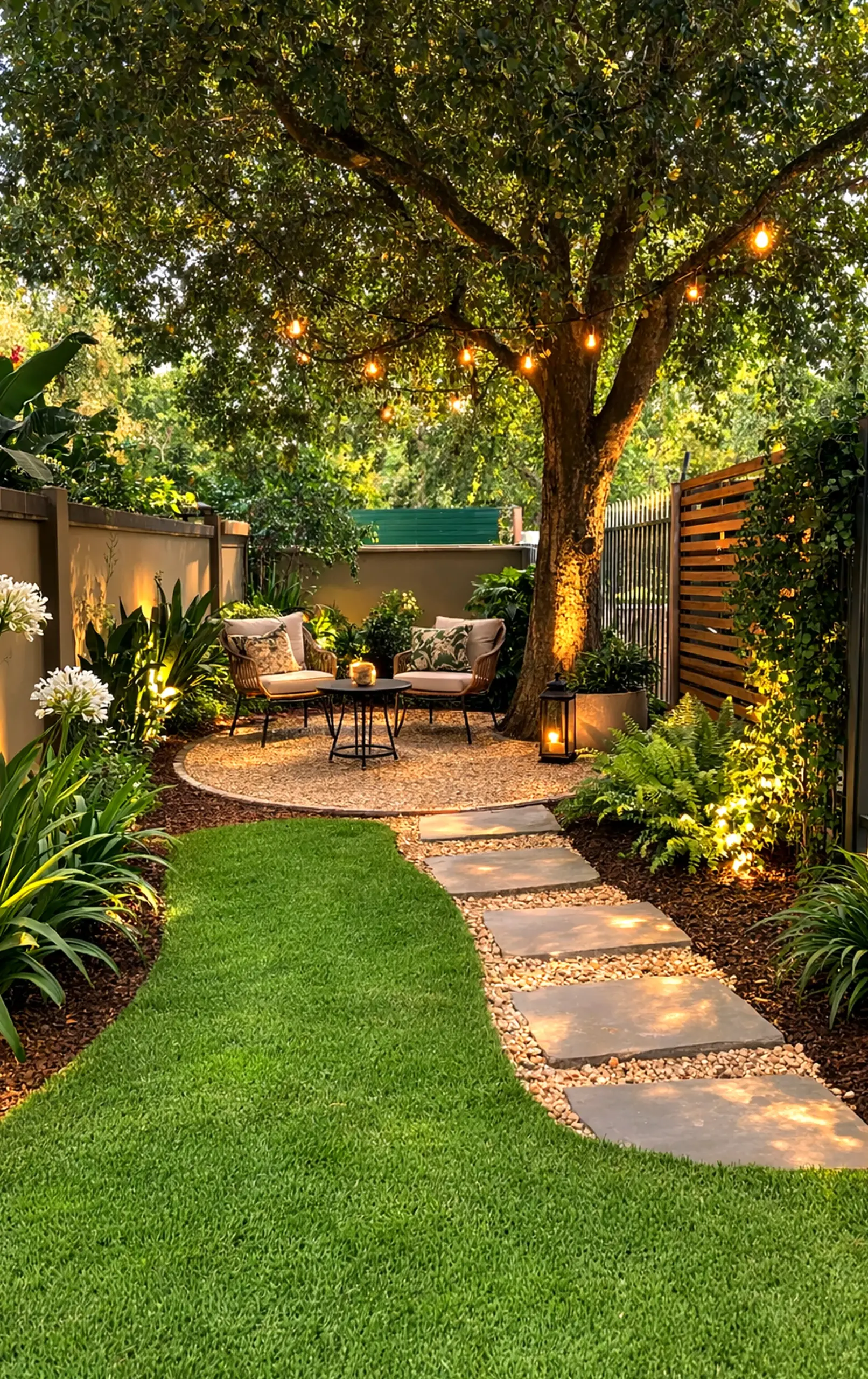 Sculptural floor pattern brings warmth to the setting, creating a mood that feels quietly finished.