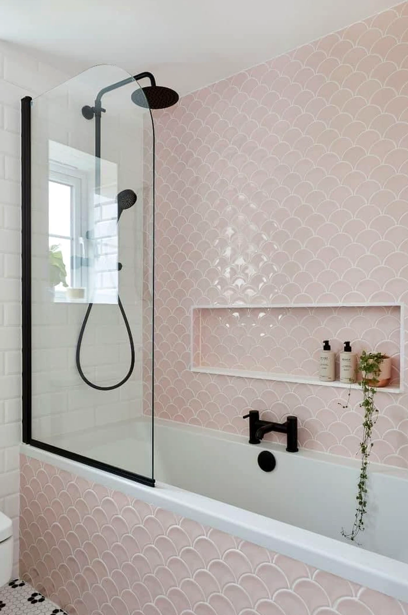 Soft tile detail brings focus to the backdrop, creating a mood that feels soft at the edges.
