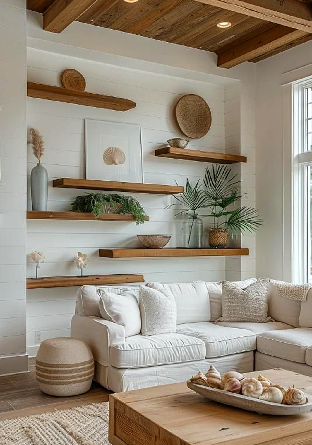 Sunny wall niche introduces ease into the room, keeping the atmosphere bright but not busy.