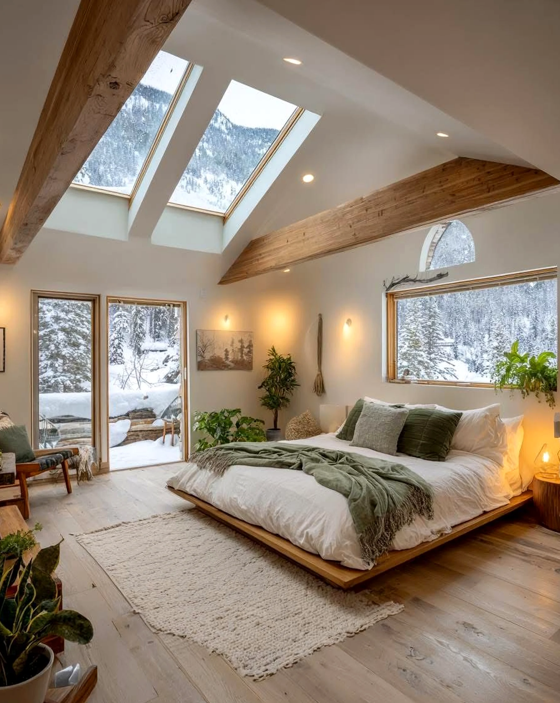 Cozy balcony scene adds a clear layer of movement, helping the entry feel warm without clutter.