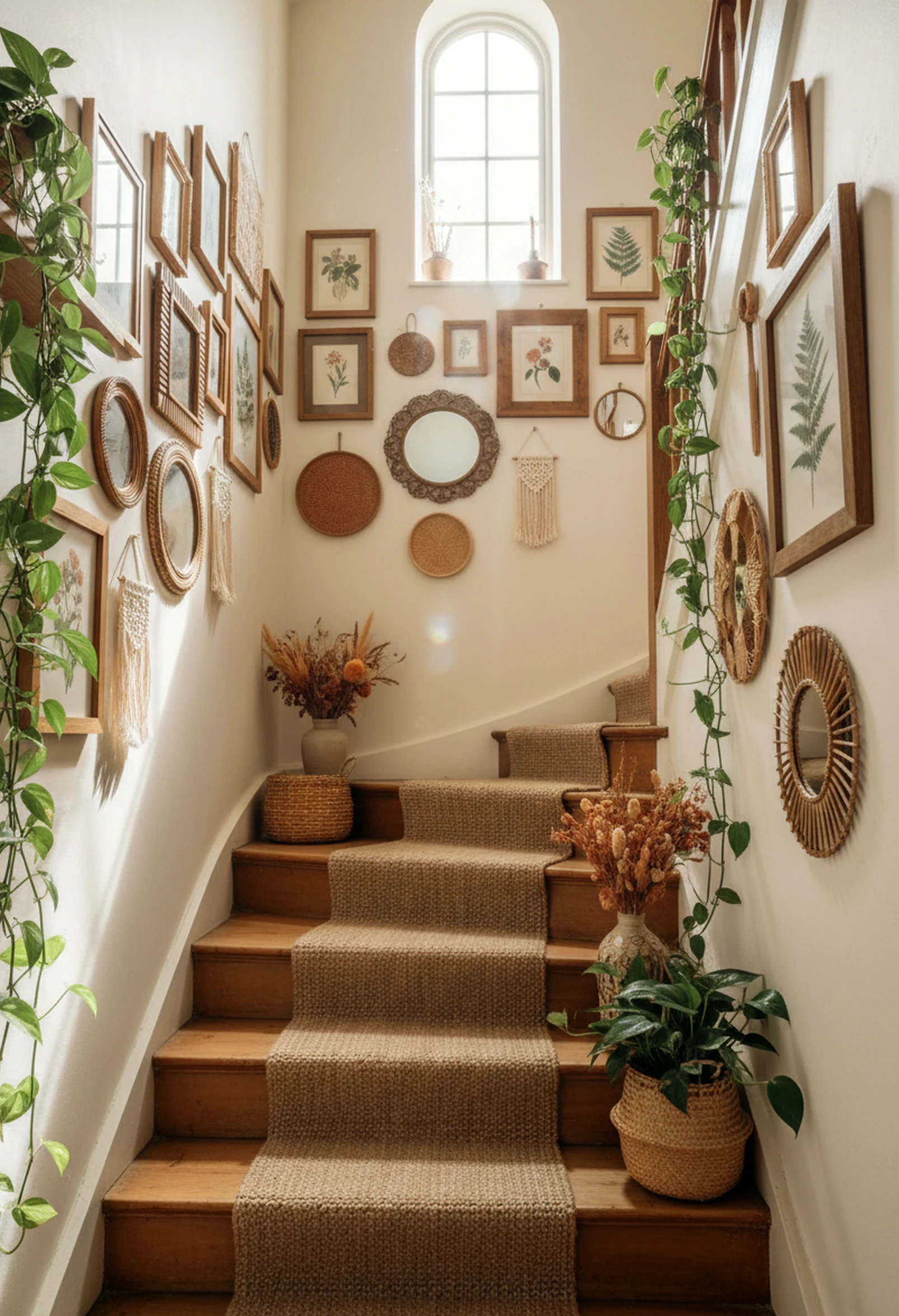 Colorful stone path adds personality across the wall, giving the decor a finish that feels soft at the edges.