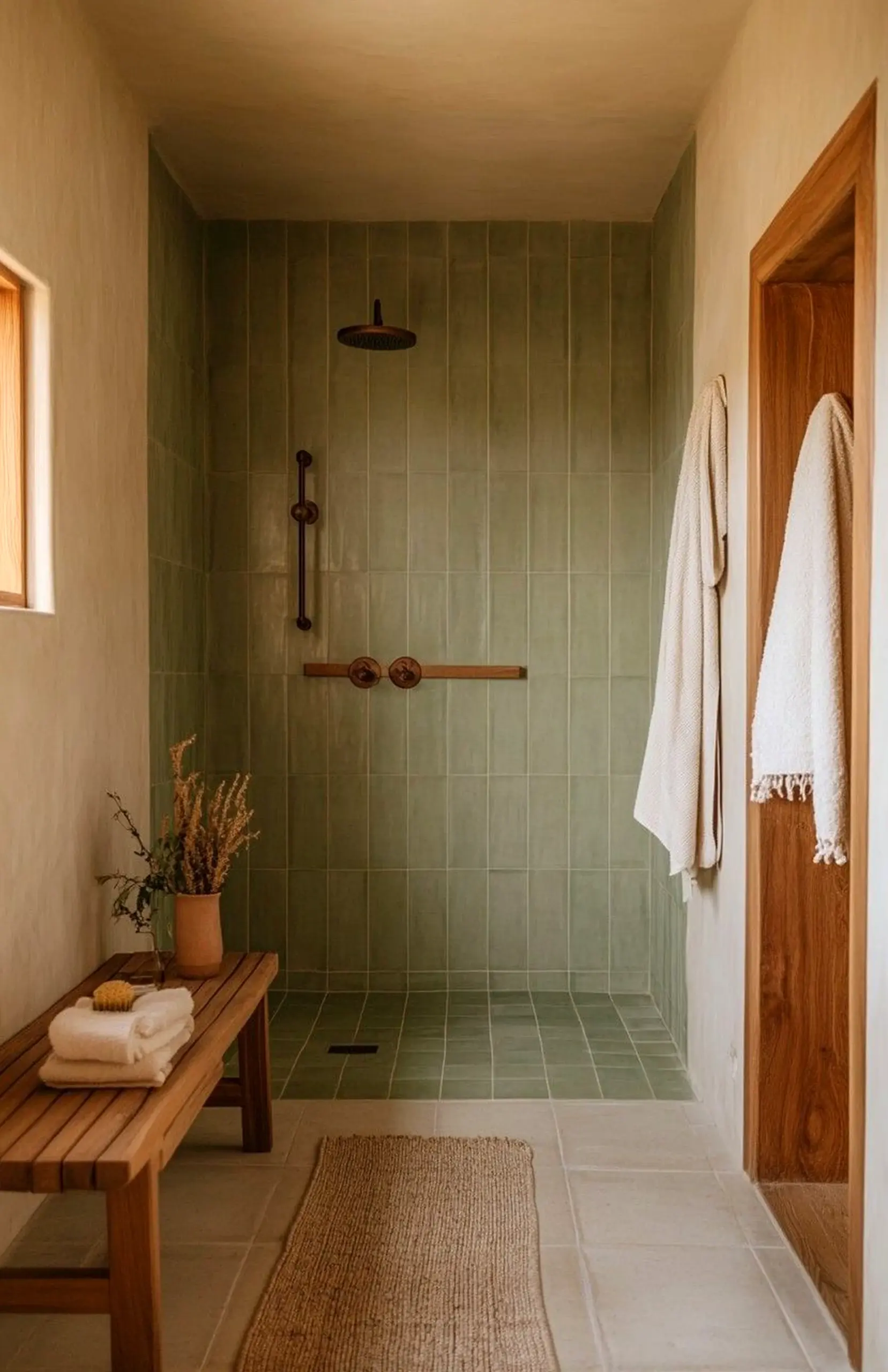 Relaxed painted door supports the outdoor space through detail, leaving the space feeling visually grounded.