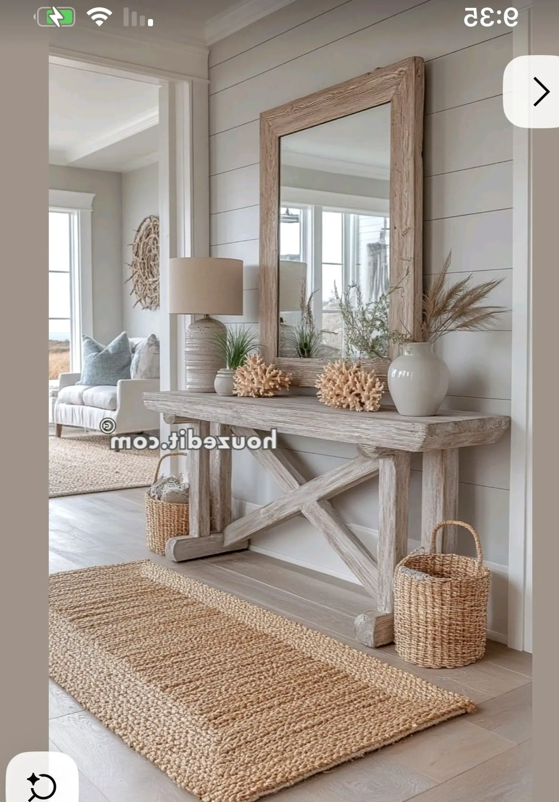 Tactile green entry anchors the sitting area with rhythm, giving the view a mood that feels warm without clutter.