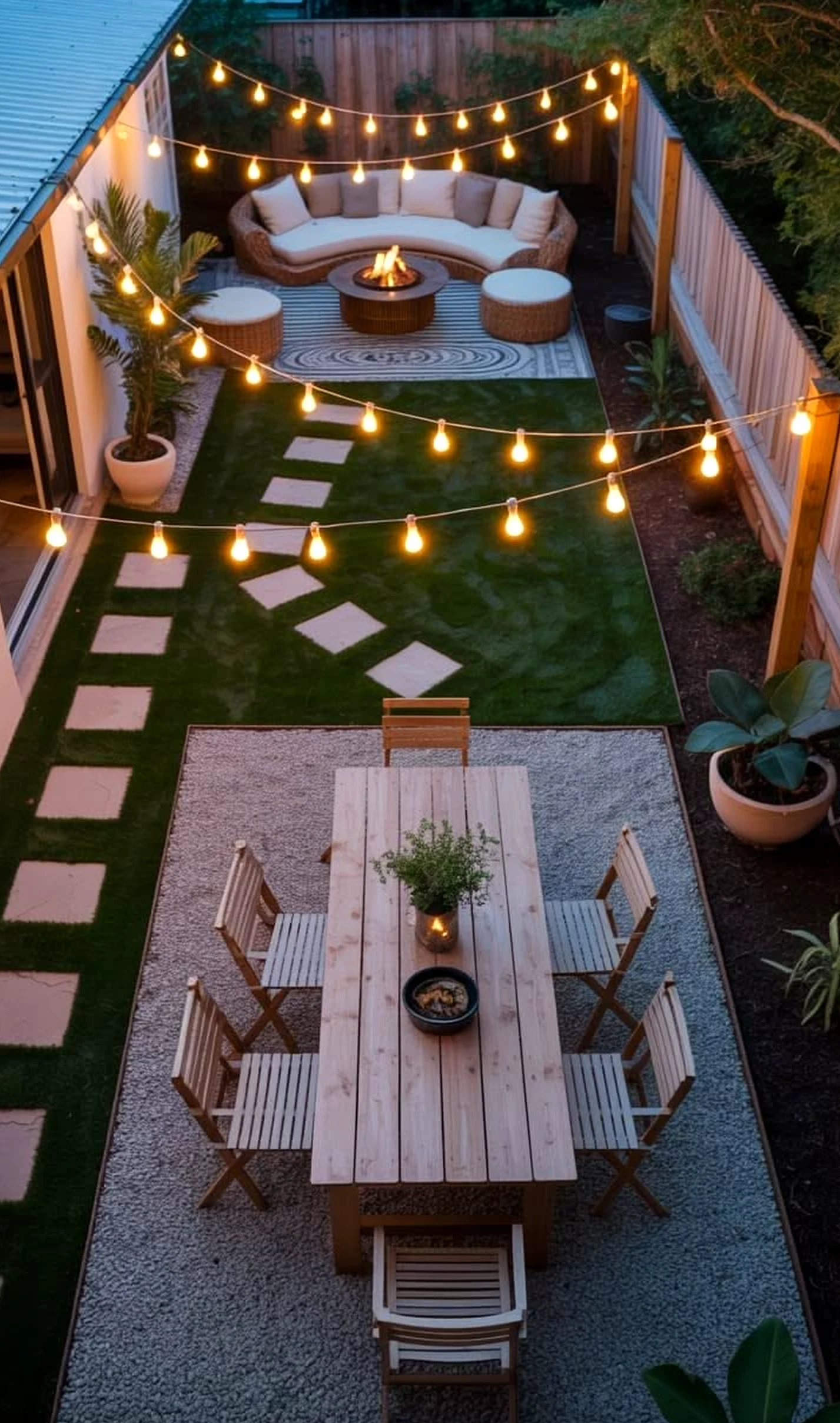 Polished greenhouse corner frames the entry with warmth, making the scene feel clear and inviting.