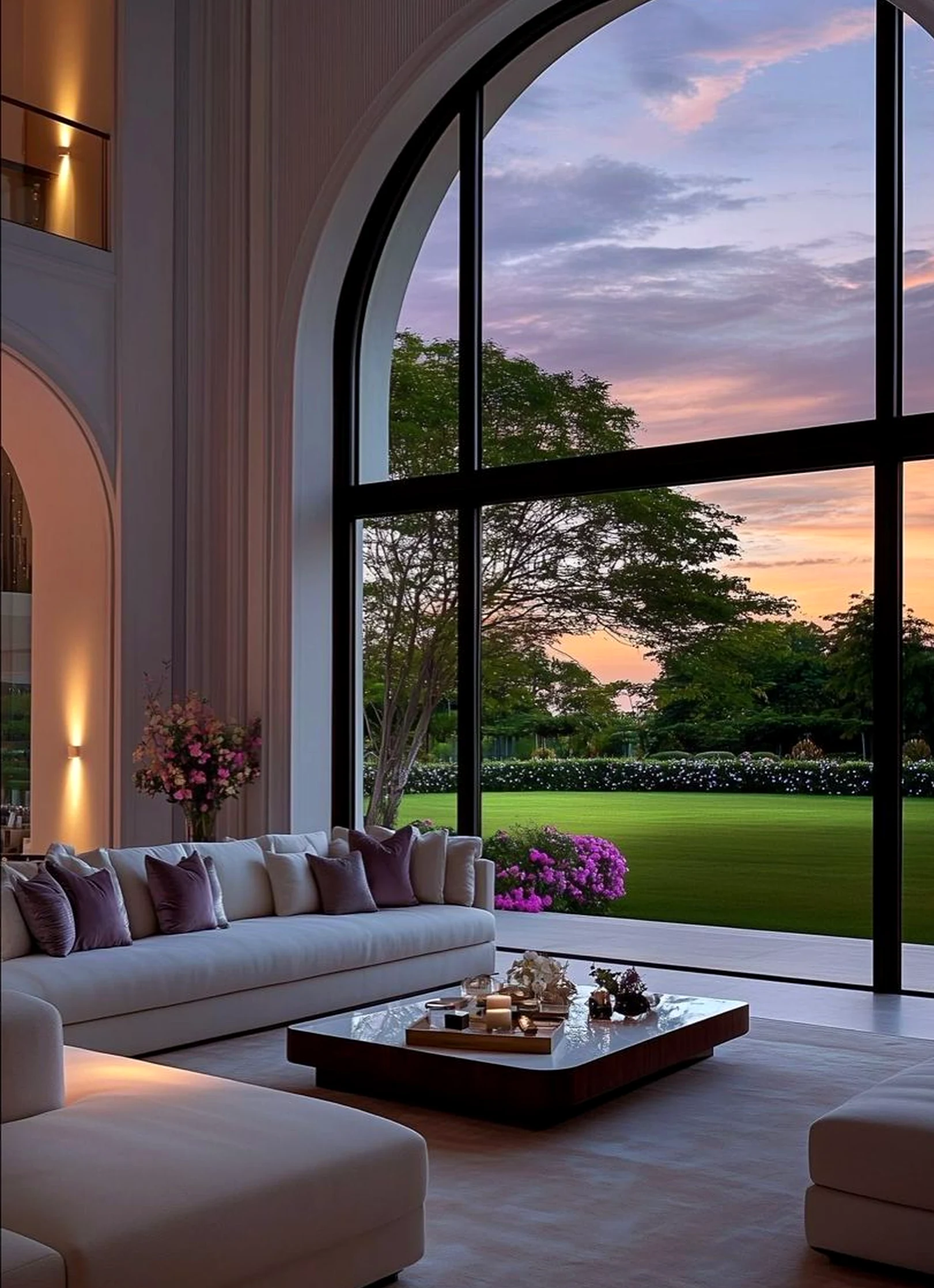 Balanced sunlit room frames the composition with texture, making the scene feel pleasantly composed.