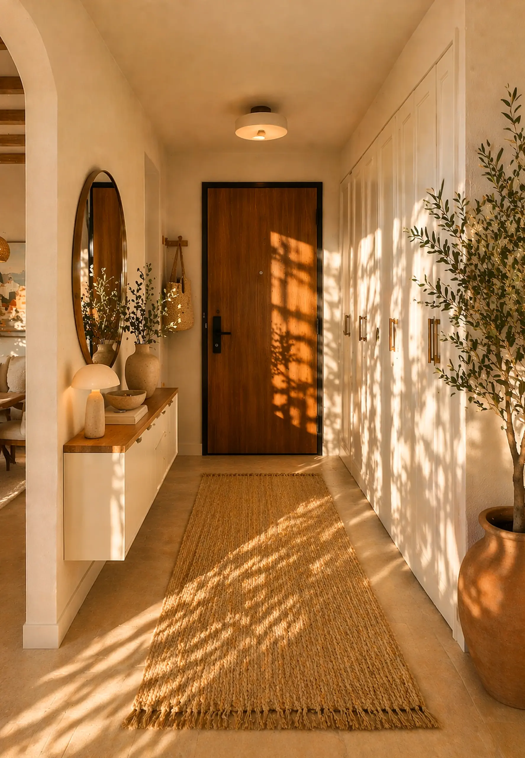 Textured stone terrace adds contrast across the corner, giving the decor a finish that feels settled and welcoming.