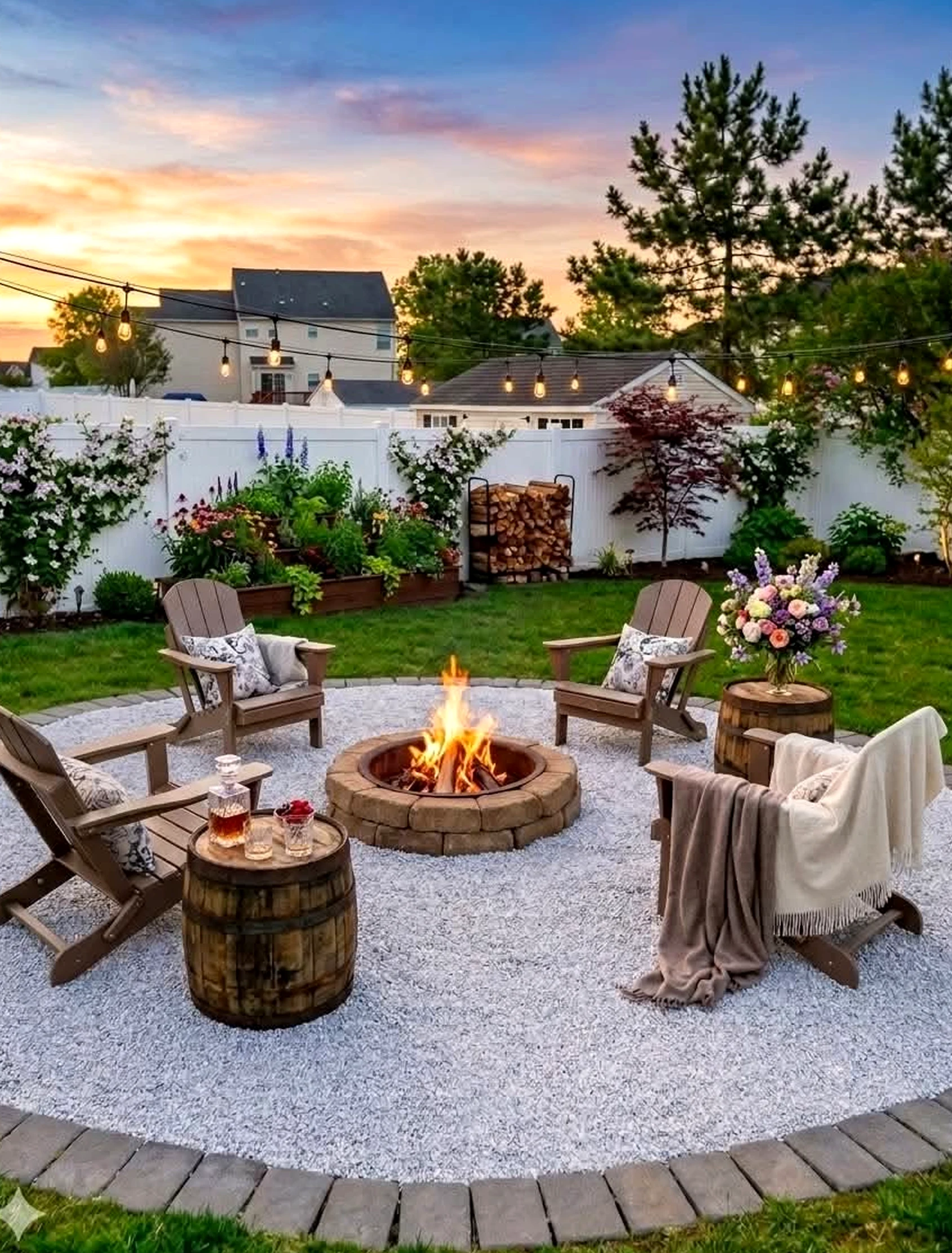 Textured storage corner adds focus across the outdoor space, giving the decor a finish that feels quietly finished.