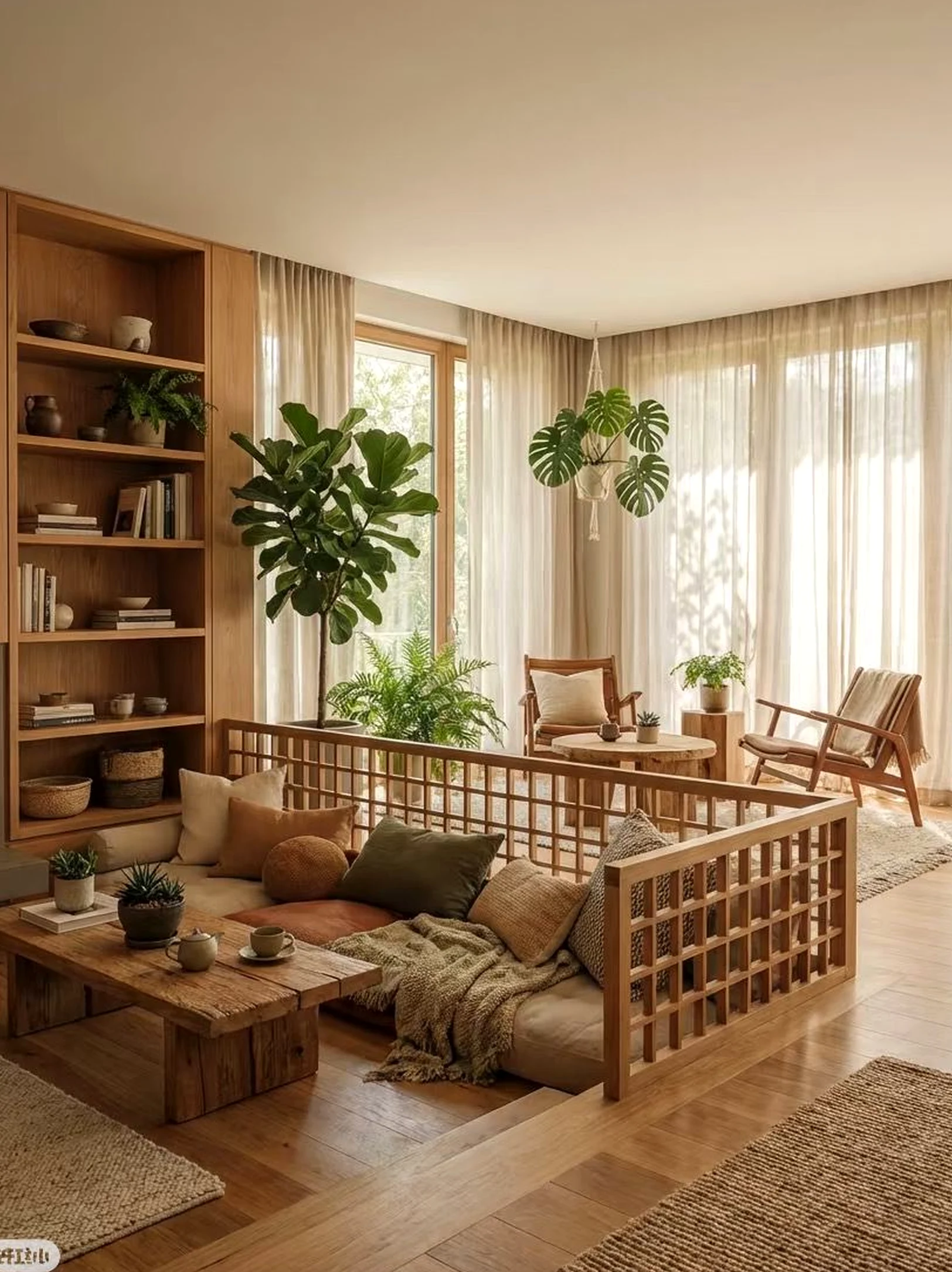 Cozy dining setup supports the sitting area through ease, leaving the space feeling quietly finished.