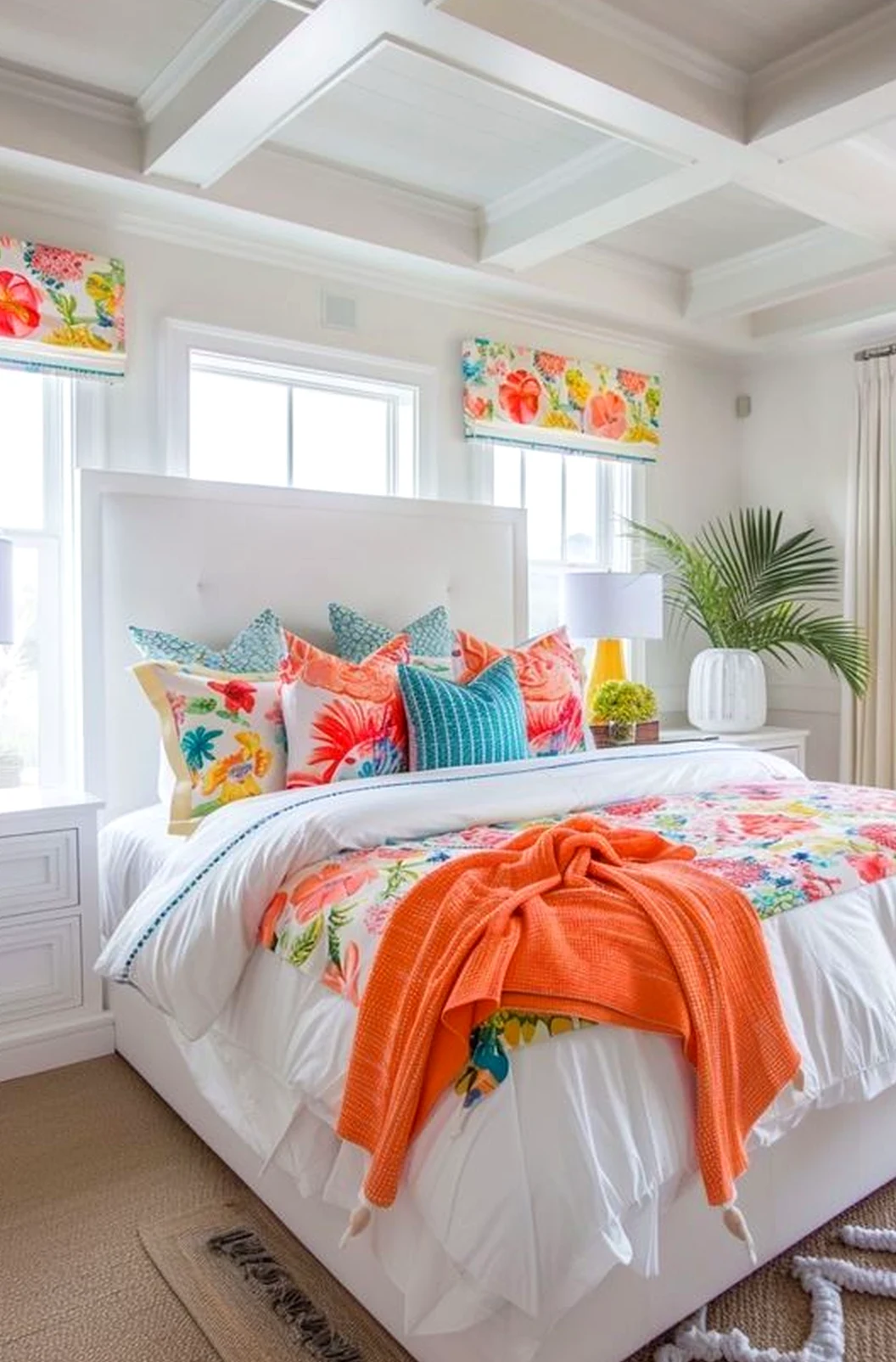 Simple stair landing brings a useful note of softness, making the setting feel bright but not busy.