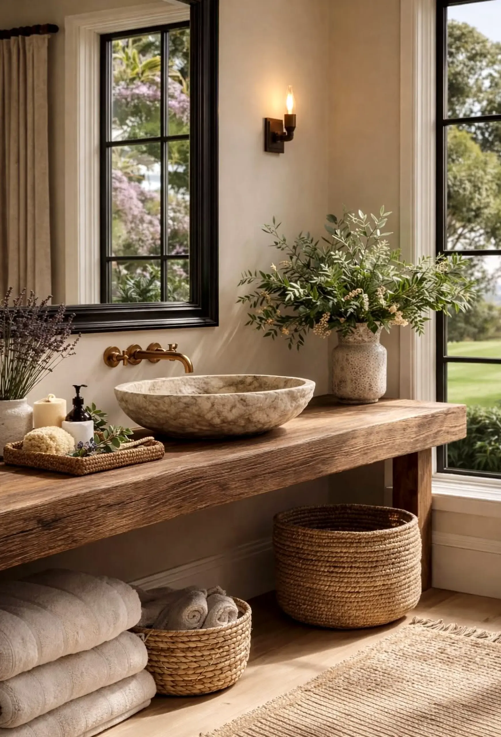 Elegant floral bed adds a clear layer of detail, helping the garden edge feel personal and relaxed.