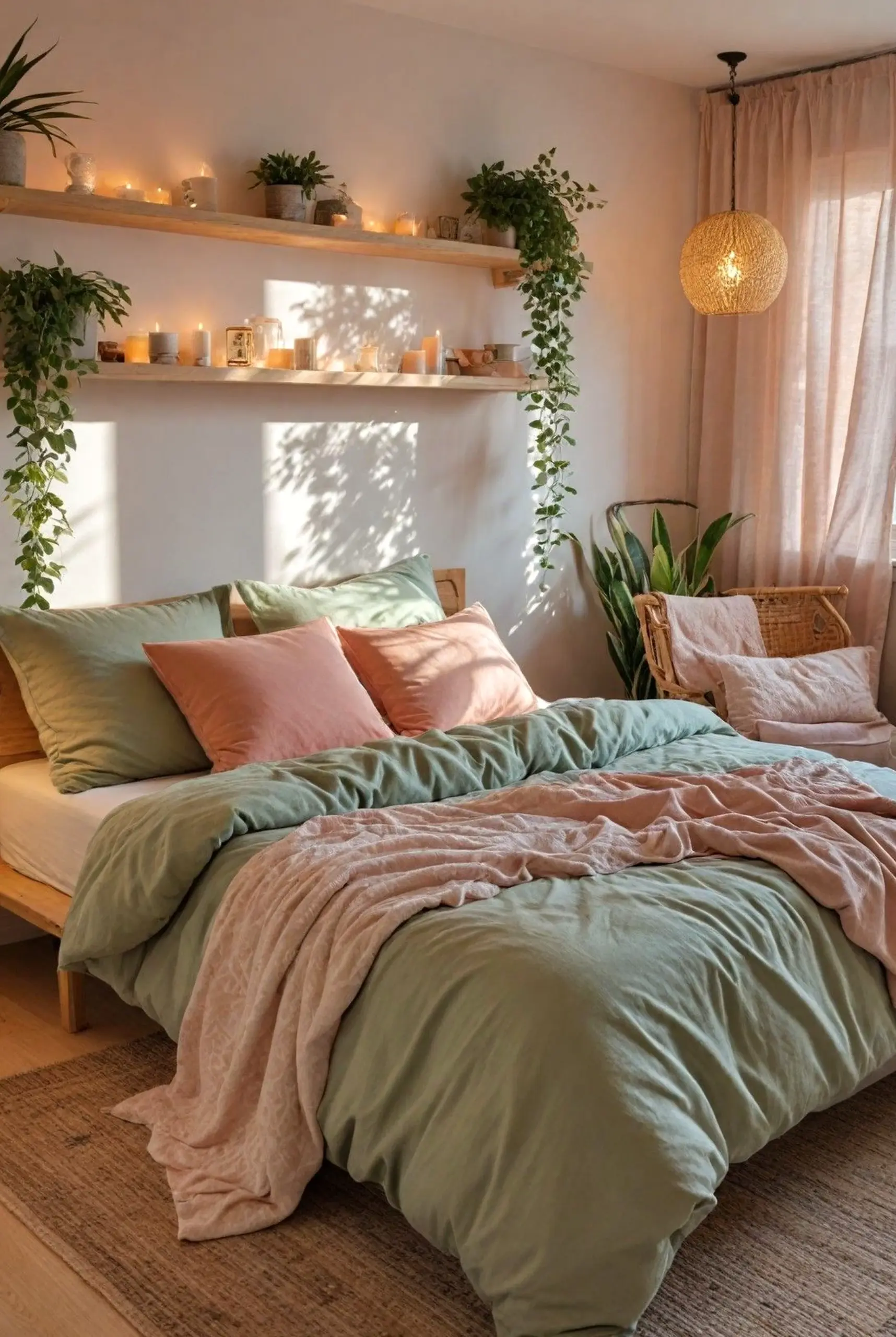 Calm courtyard view gives the room more clarity, so the whole view feels quietly finished.