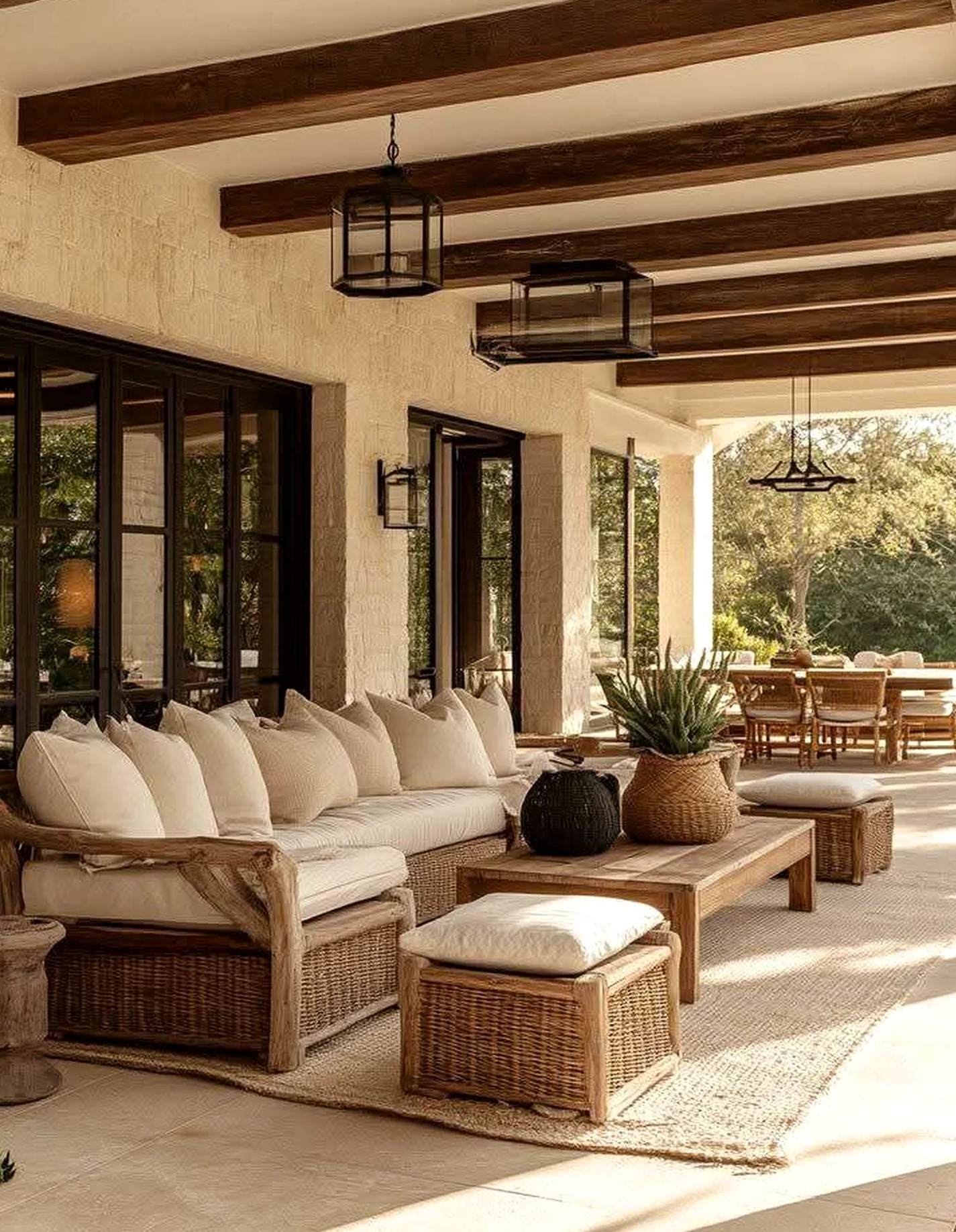 Warm wall niche brings clarity to the sitting area, creating a mood that feels warm without clutter.