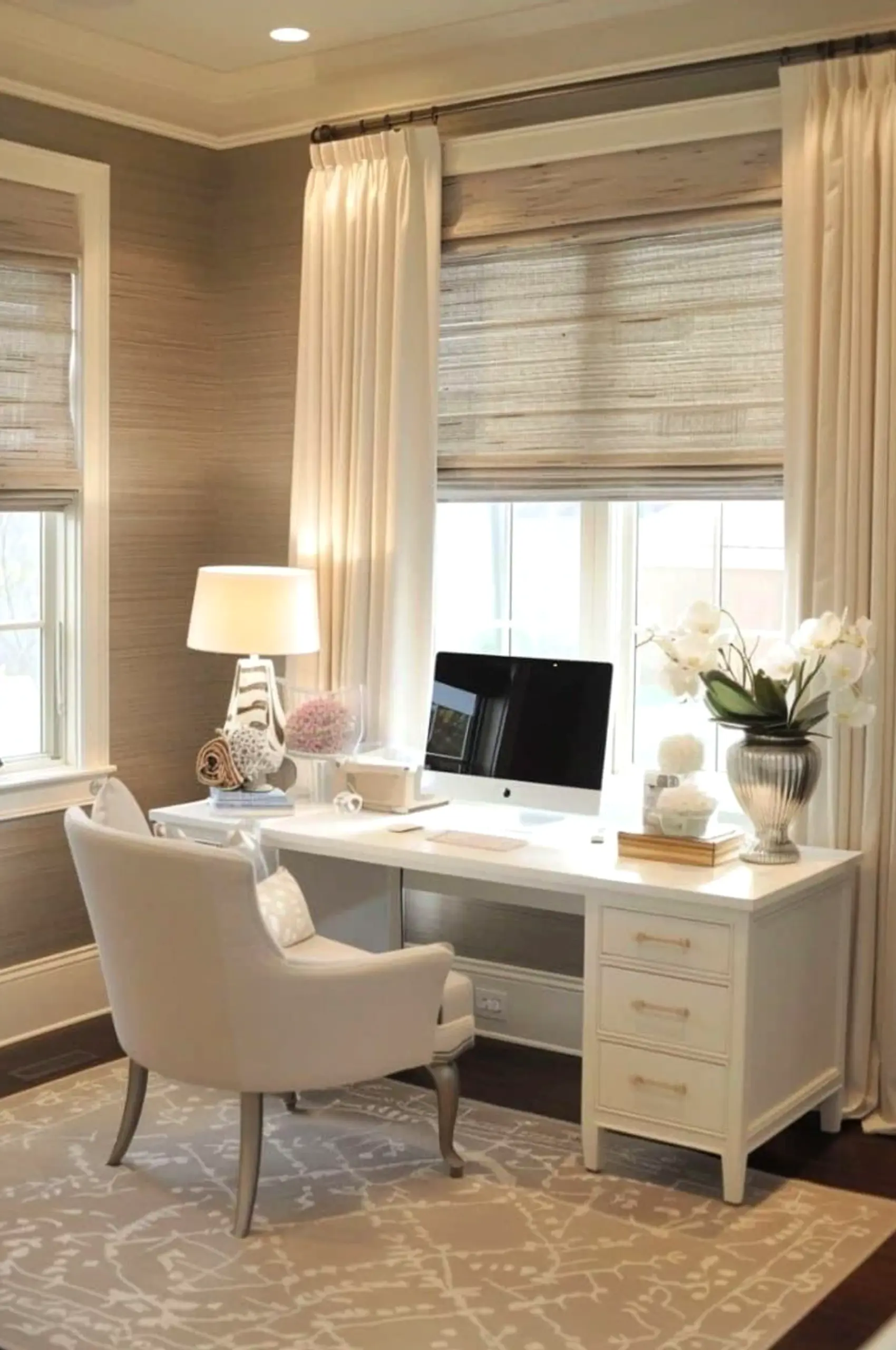 Luminous porch bench supports the setting through contrast, leaving the space feeling settled and welcoming.
