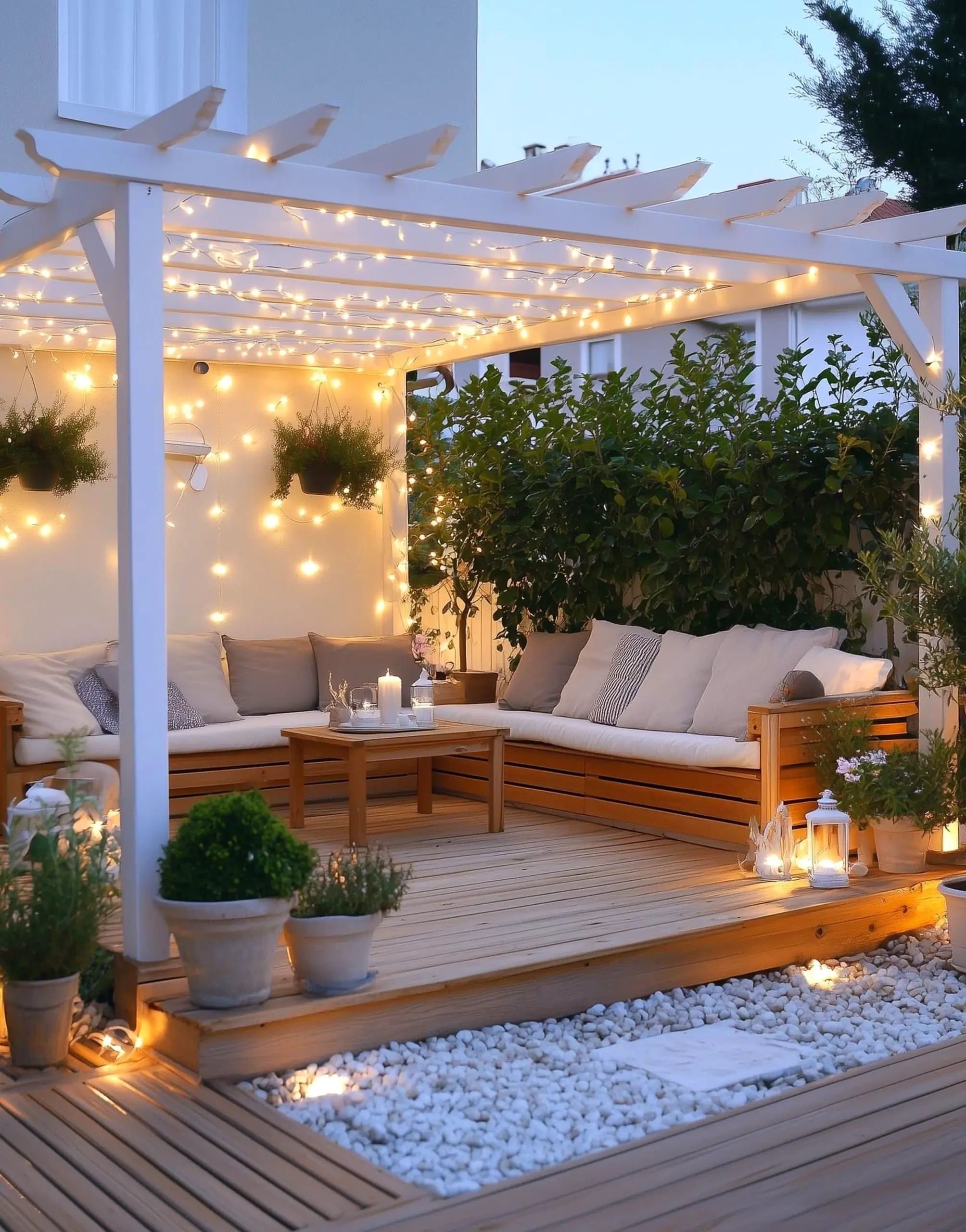 Leafy breakfast table anchors the sitting area with contrast, giving the view a mood that feels visually grounded.