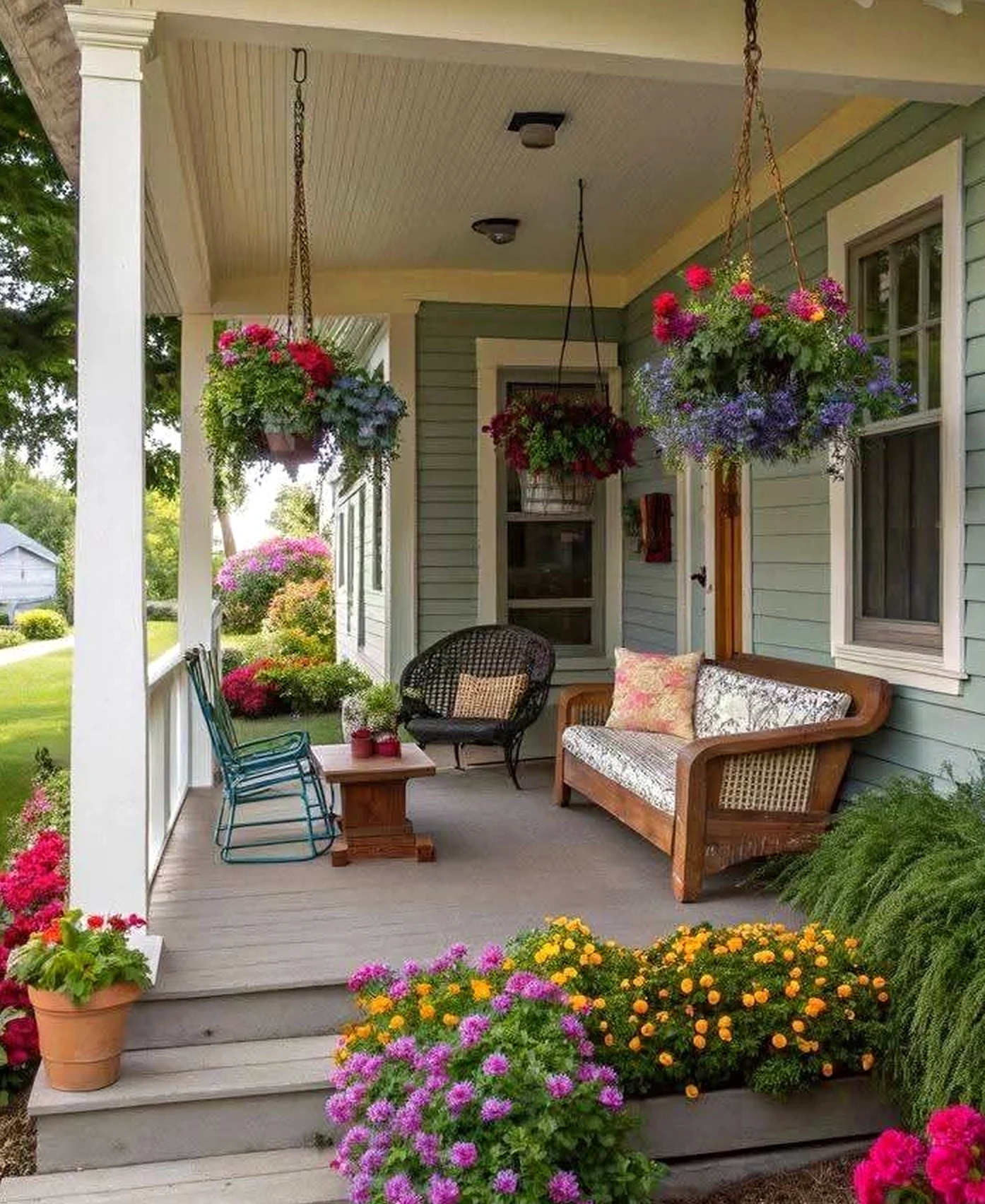 Sunny painted door supports the setting through softness, leaving the space feeling open and lived-in.