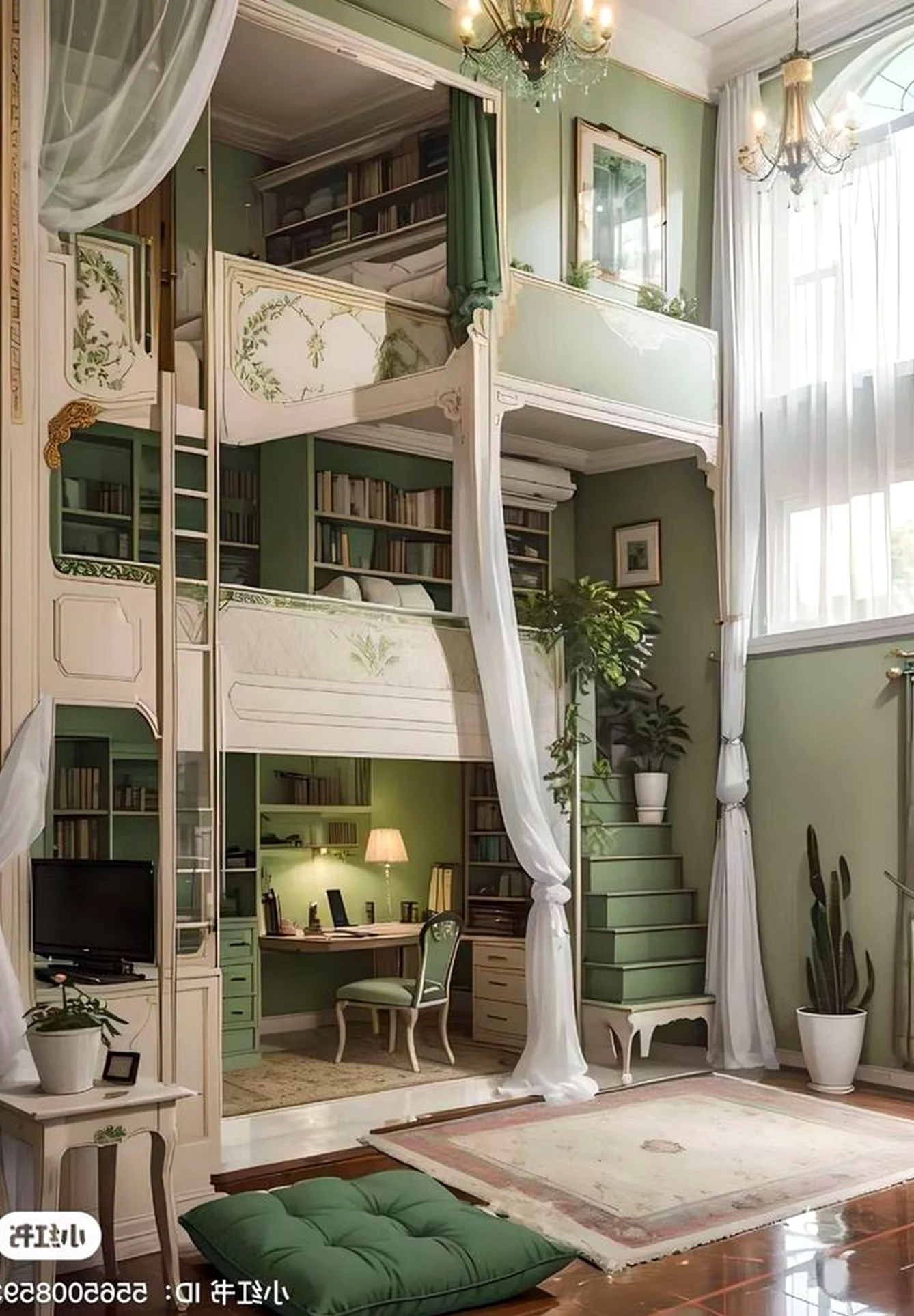 Relaxed green entry draws attention to shape while the table stays warm without clutter.