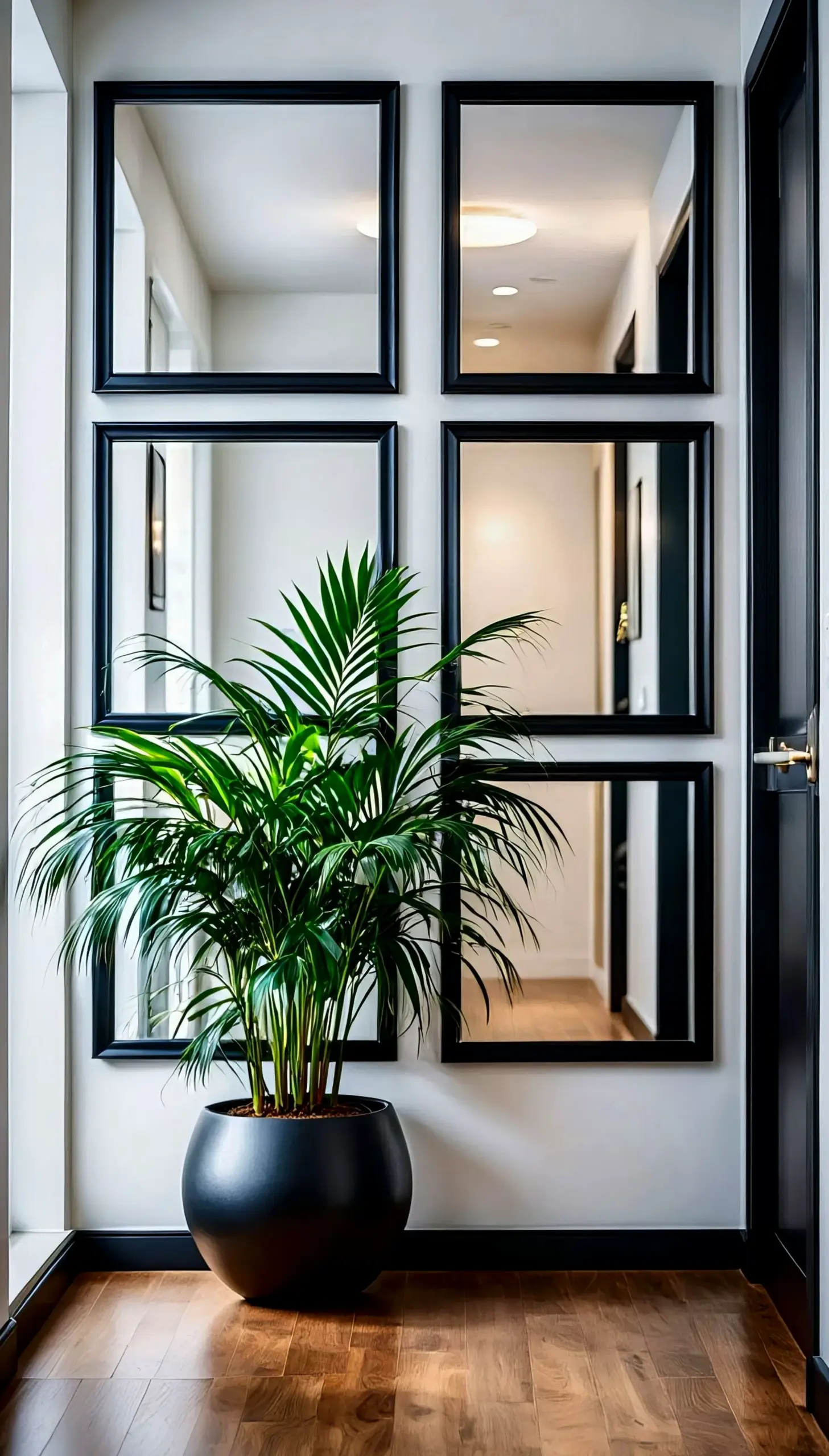Quiet decorative mirror introduces freshness into the sitting area, keeping the atmosphere personal and relaxed.