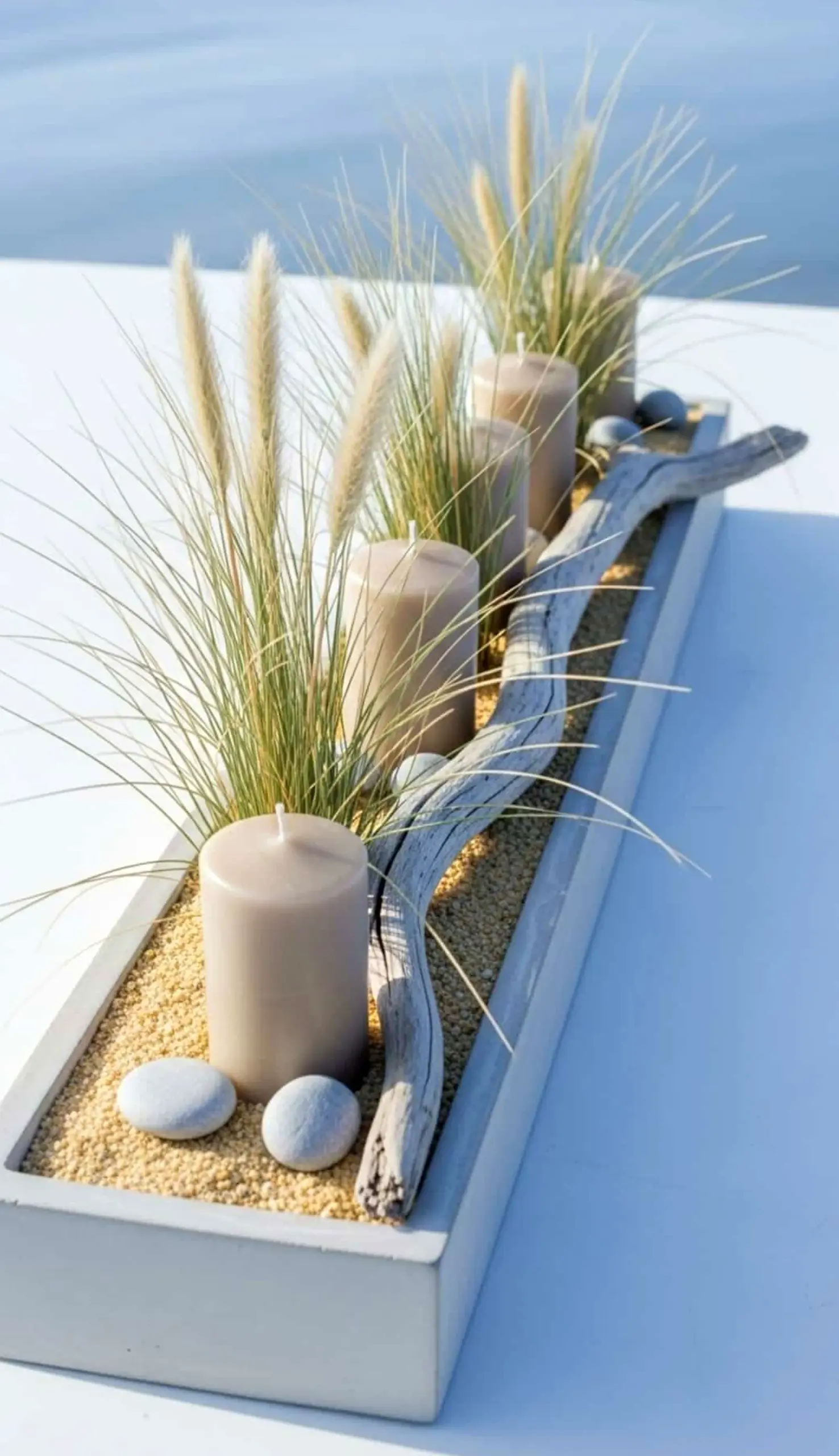 Simple balcony scene brings a useful note of texture, making the design feel personal and relaxed.