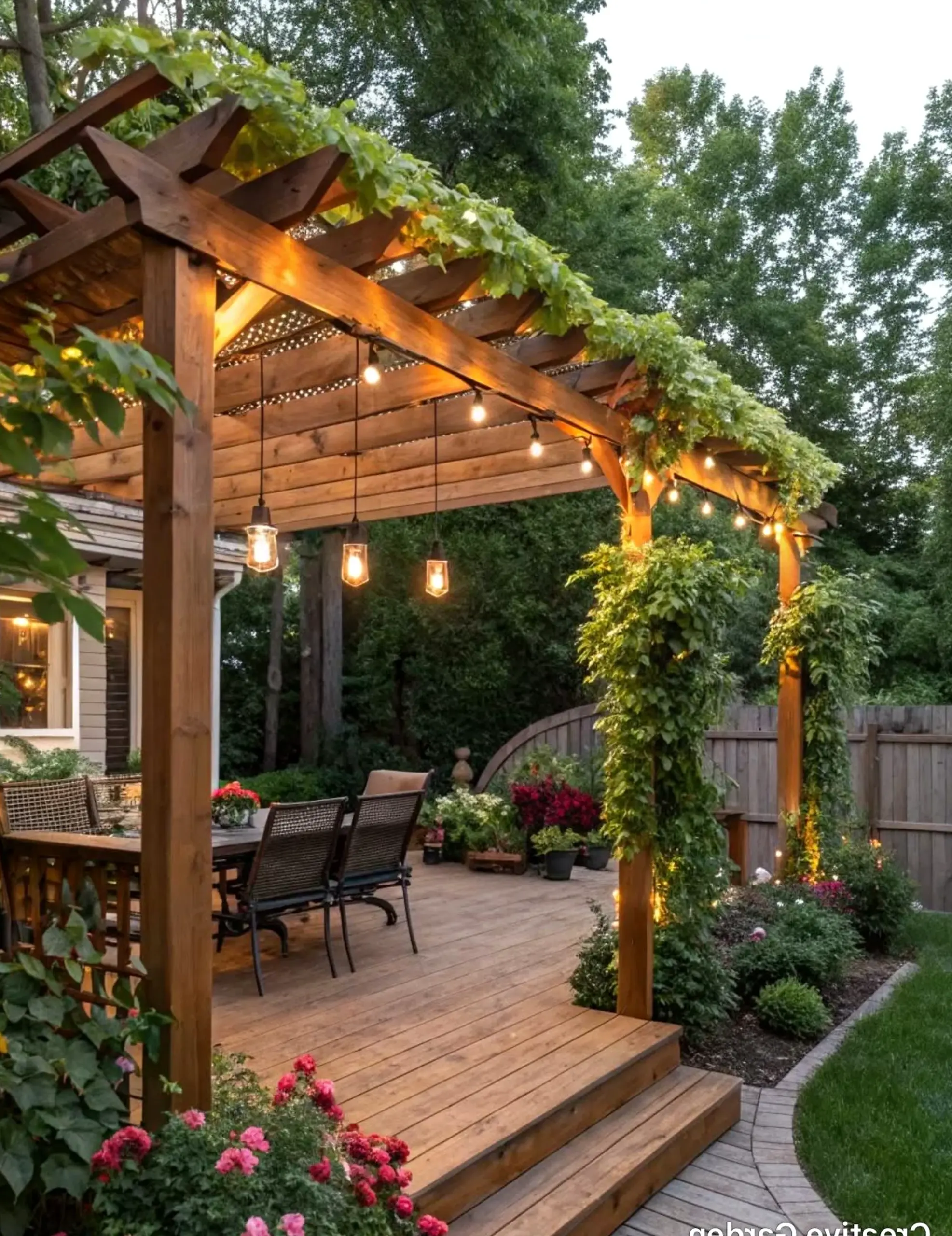 Inviting courtyard view brings detail to the entry, creating a mood that feels settled and welcoming.