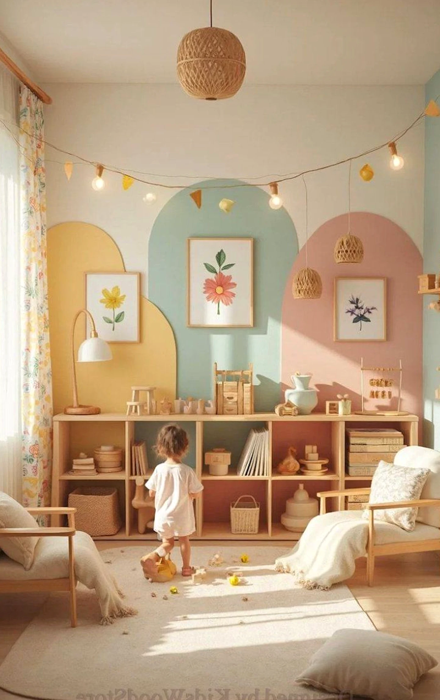 Cozy floral bed adds a clear layer of personality, helping the corner feel settled and welcoming.