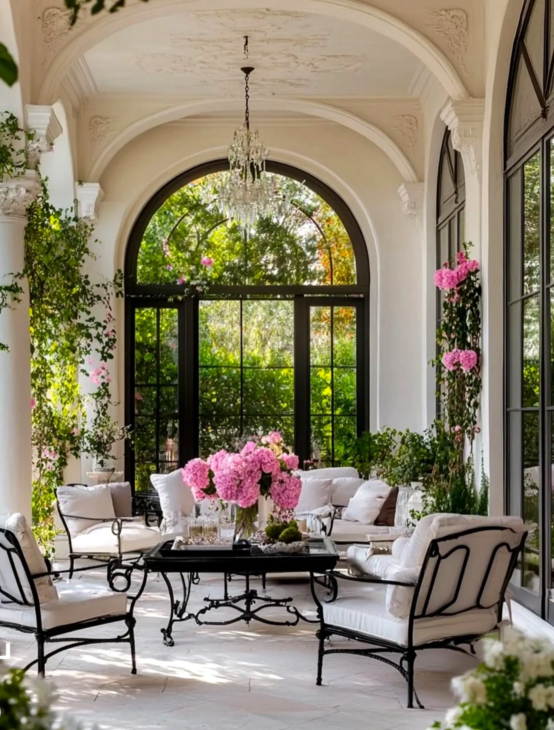 Relaxed painted door supports the backdrop through detail, leaving the space feeling fresh and intentional.