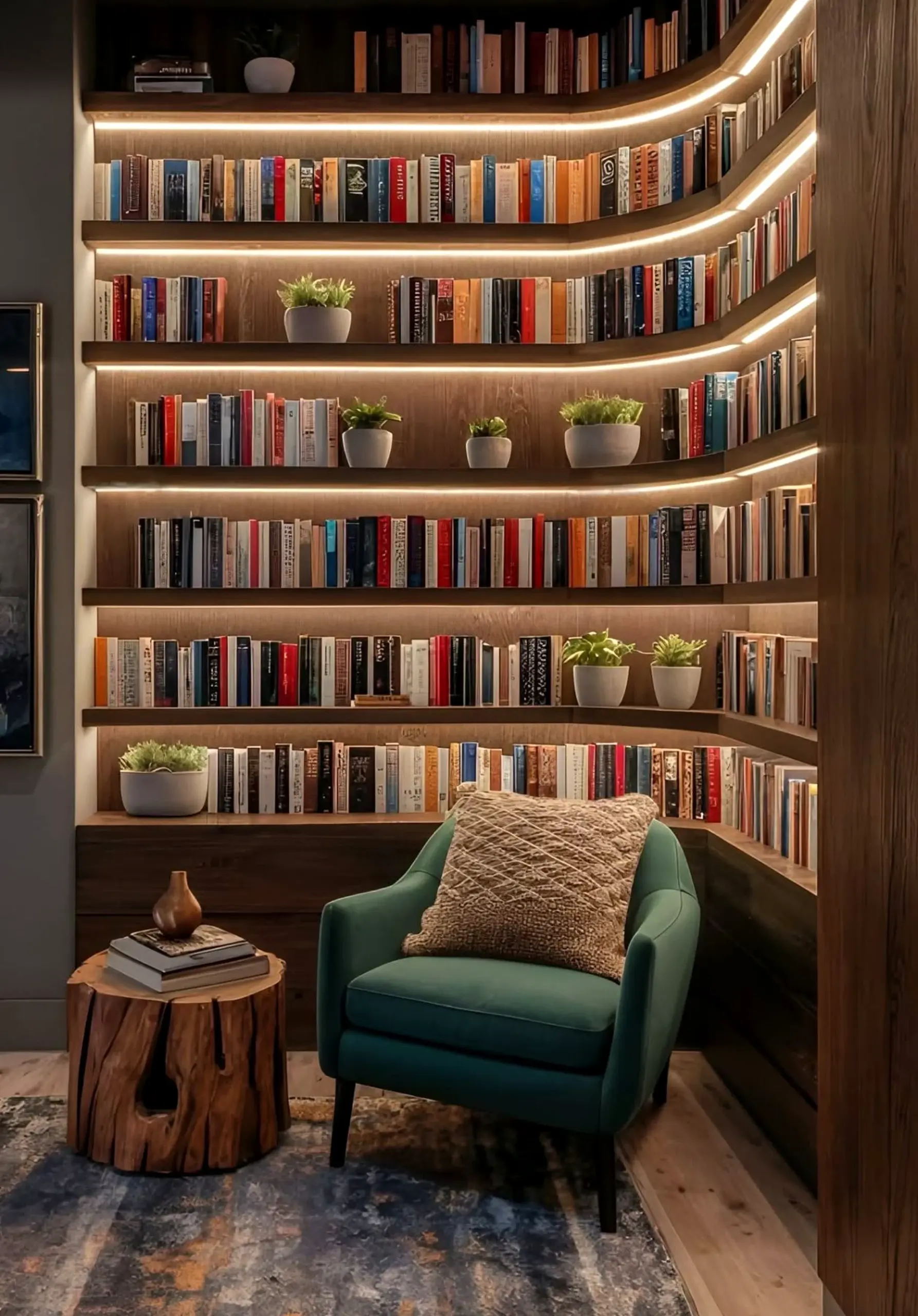 Tactile patio corner adds a clear layer of personality, helping the room feel settled and welcoming.