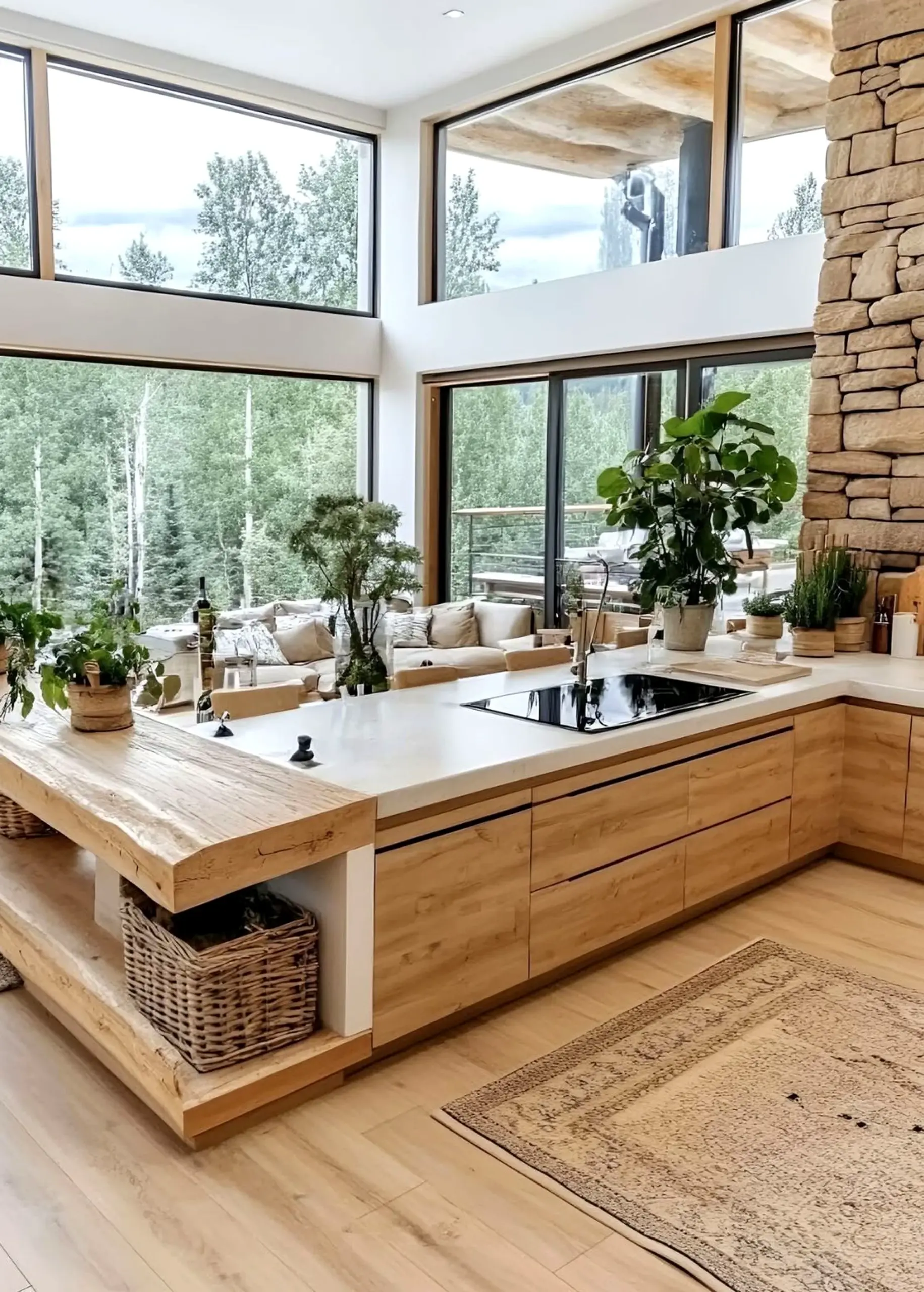 Earthy garden border adds comfort across the view, giving the decor a finish that feels warm without clutter.