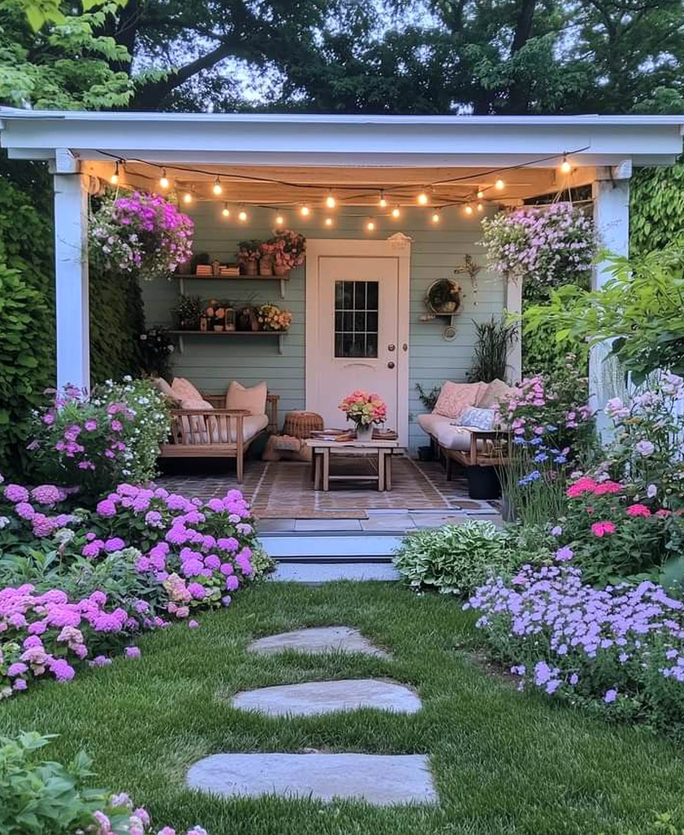 Subtle painted door brings a useful note of softness, making the view feel fresh and intentional.