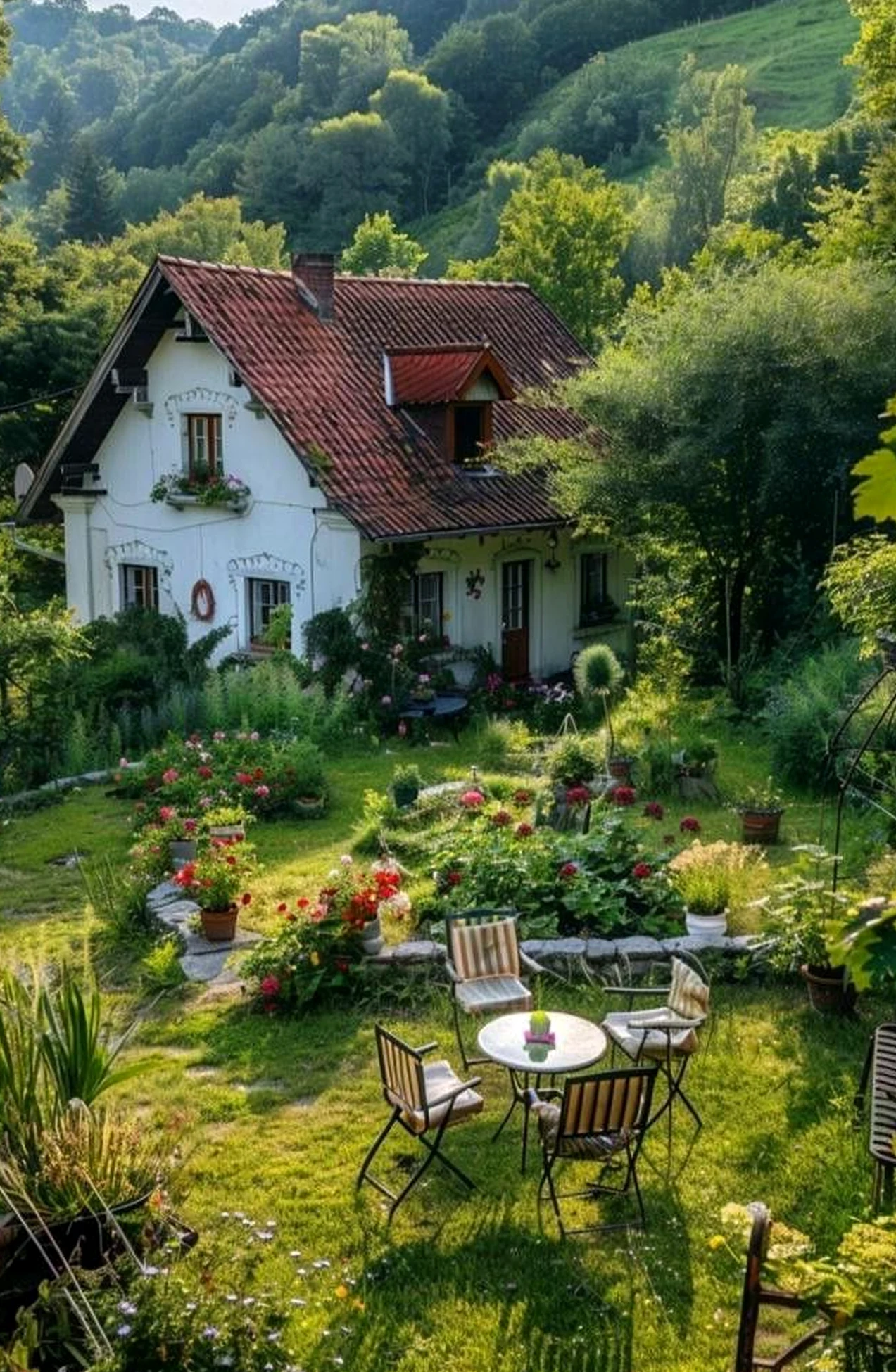 Soft garden seating adds contrast across the table, giving the decor a finish that feels clear and inviting.
