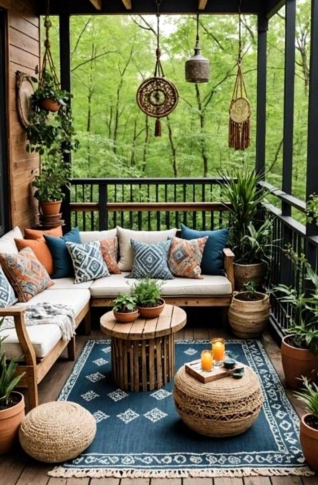 Calm reading corner introduces balance into the sitting area, keeping the atmosphere visually grounded.