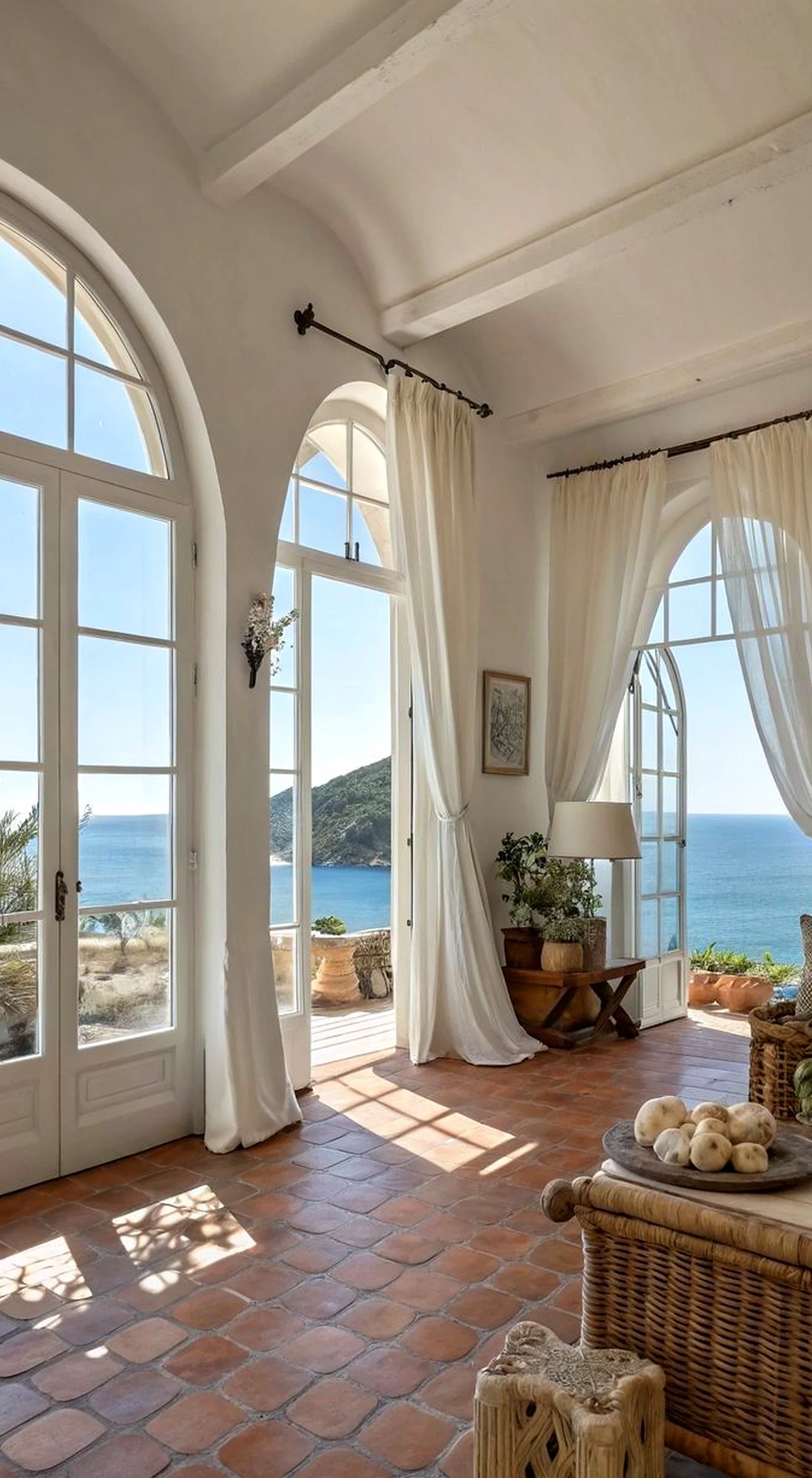 Airy balcony scene adds a clear layer of depth, helping the outdoor space feel settled and welcoming.