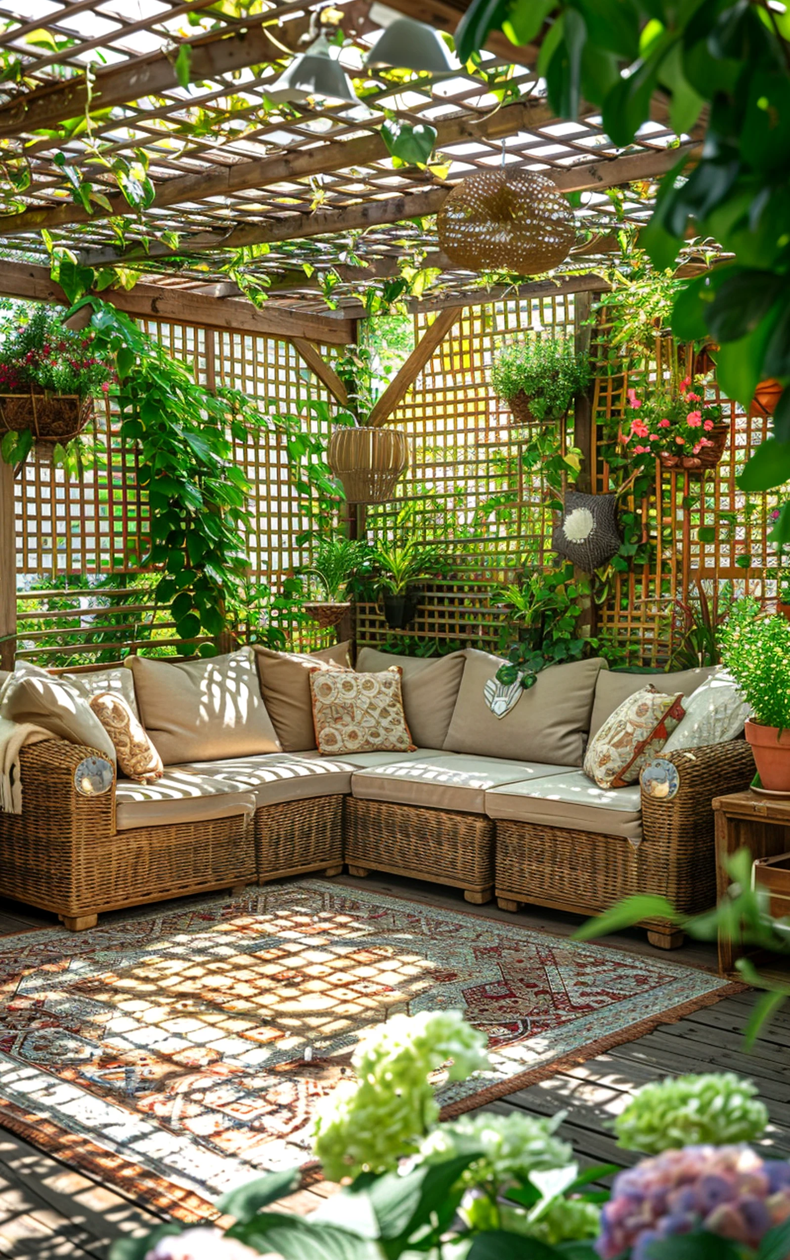 Textured courtyard view brings personality to the composition, creating a mood that feels quietly finished.