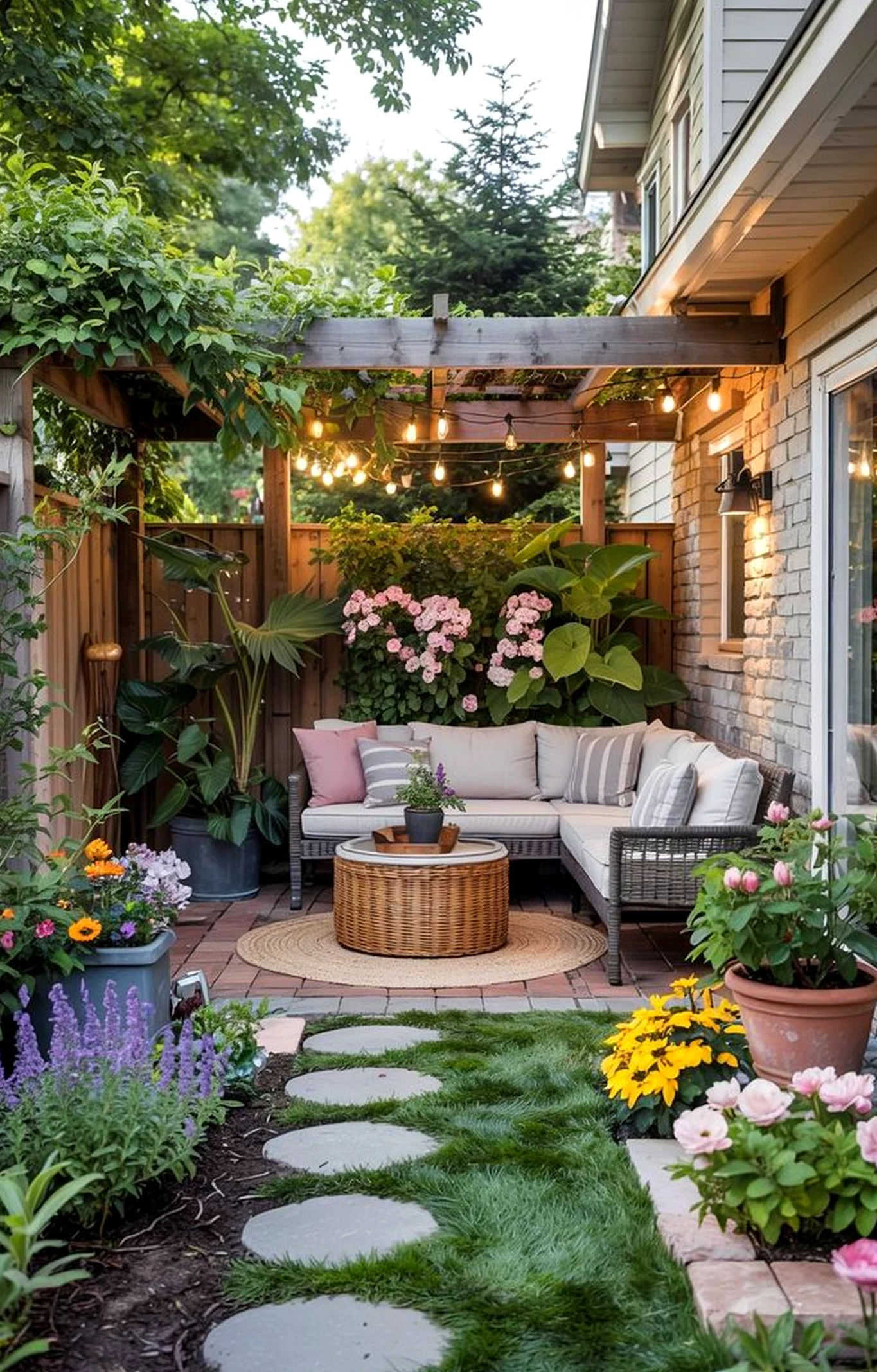 Luminous poolside setting supports the arrangement through charm, leaving the space feeling personal and relaxed.