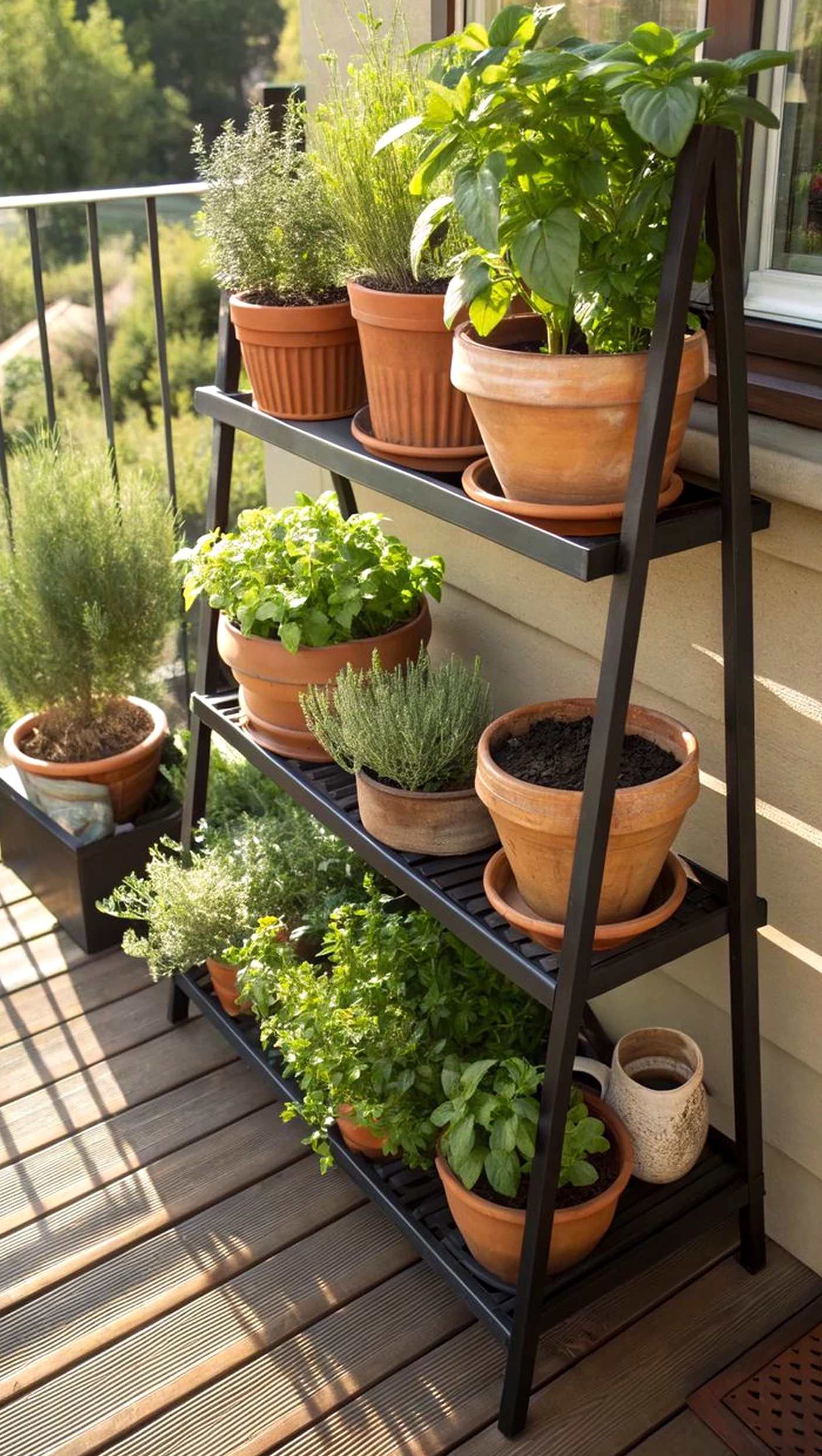 Natural bedside layer supports the outdoor space through shape, leaving the space feeling pleasantly composed.