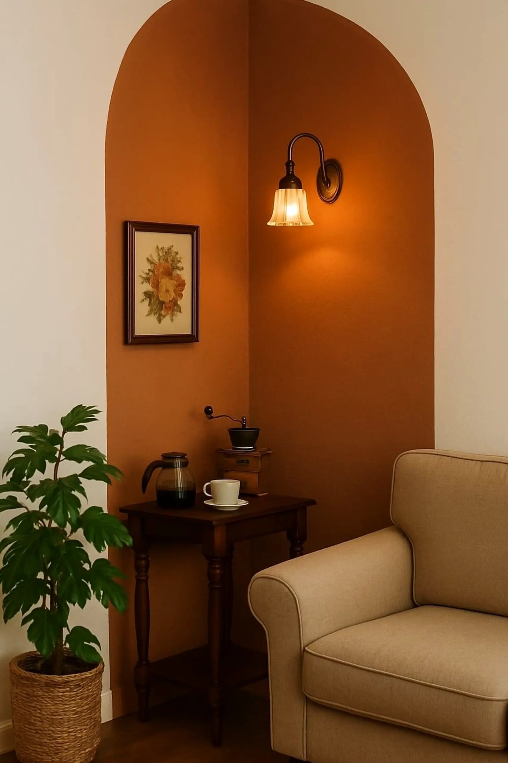 Sunny entry console draws attention to light while the view stays quietly finished.