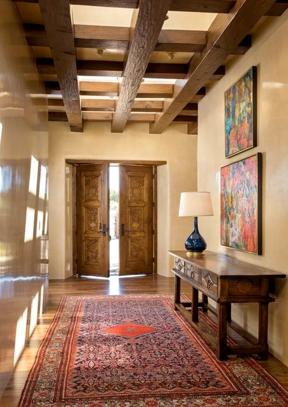 Subtle patio corner adds a clear layer of depth, helping the wall feel open and lived-in.