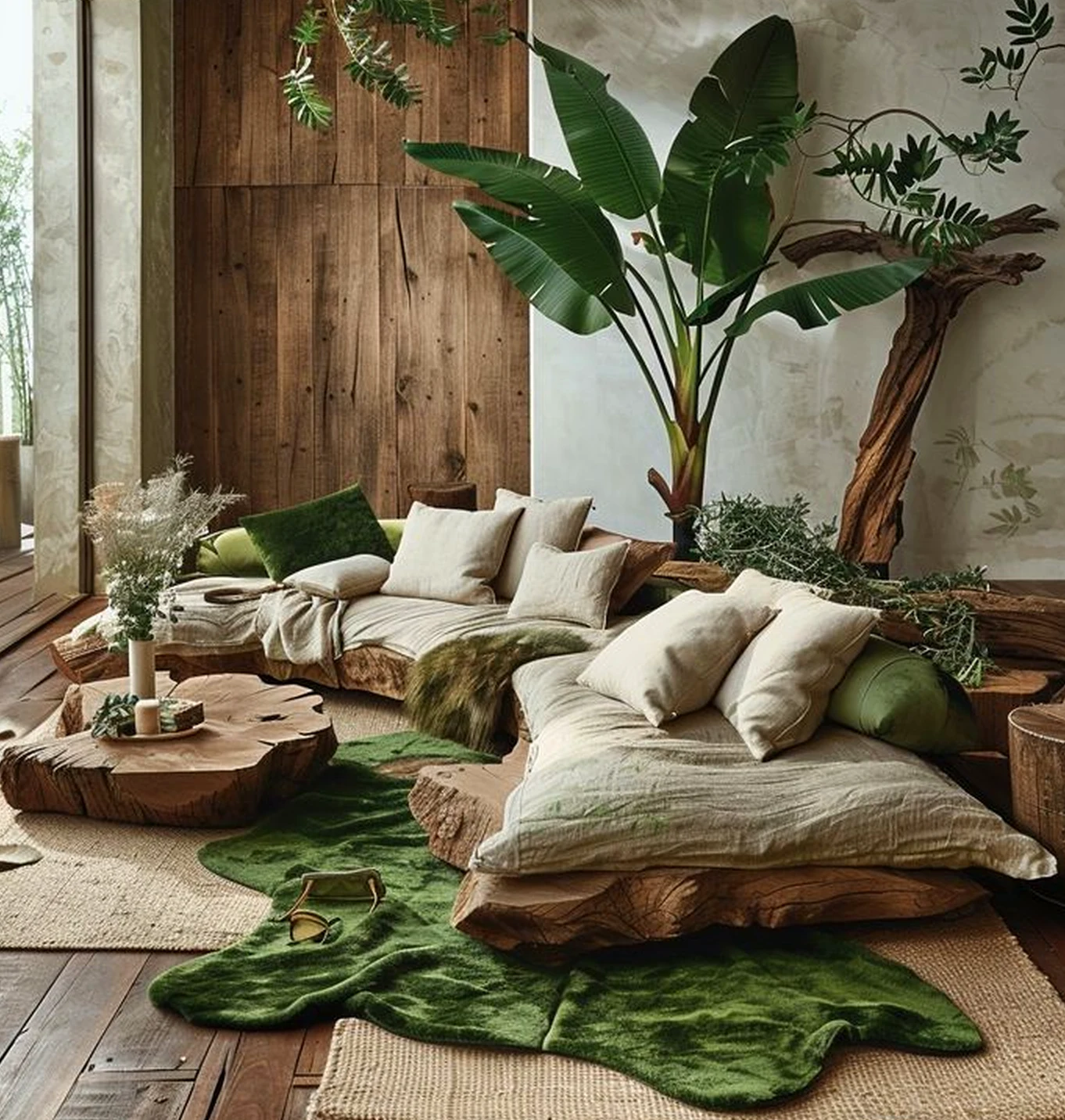 Crisp greenhouse corner adds freshness across the wall, giving the decor a finish that feels ready for quiet use.